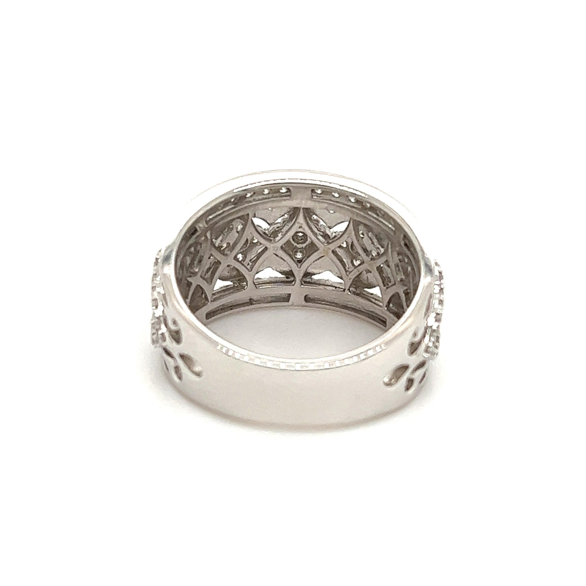 Modern Wide Band Decorative Diamond Band Ring