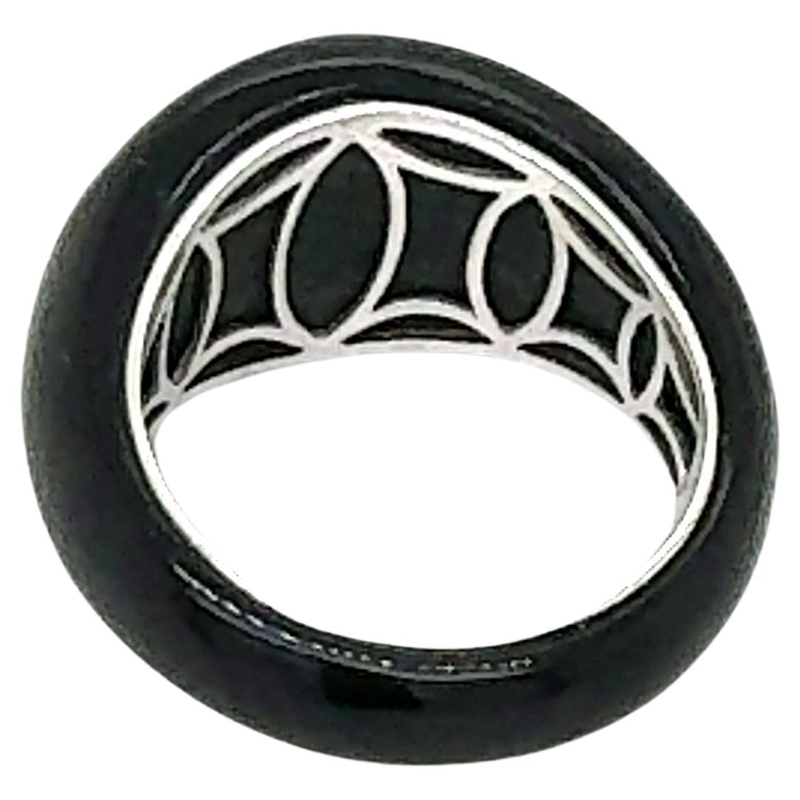 Natural Pear Shaped Diamond Gypsy Ring Black Resin 18k White Gold