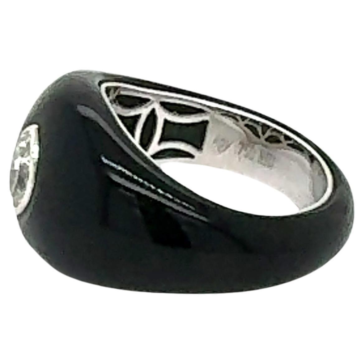 Natural Pear Shaped Diamond Gypsy Ring Black Resin 18k White Gold