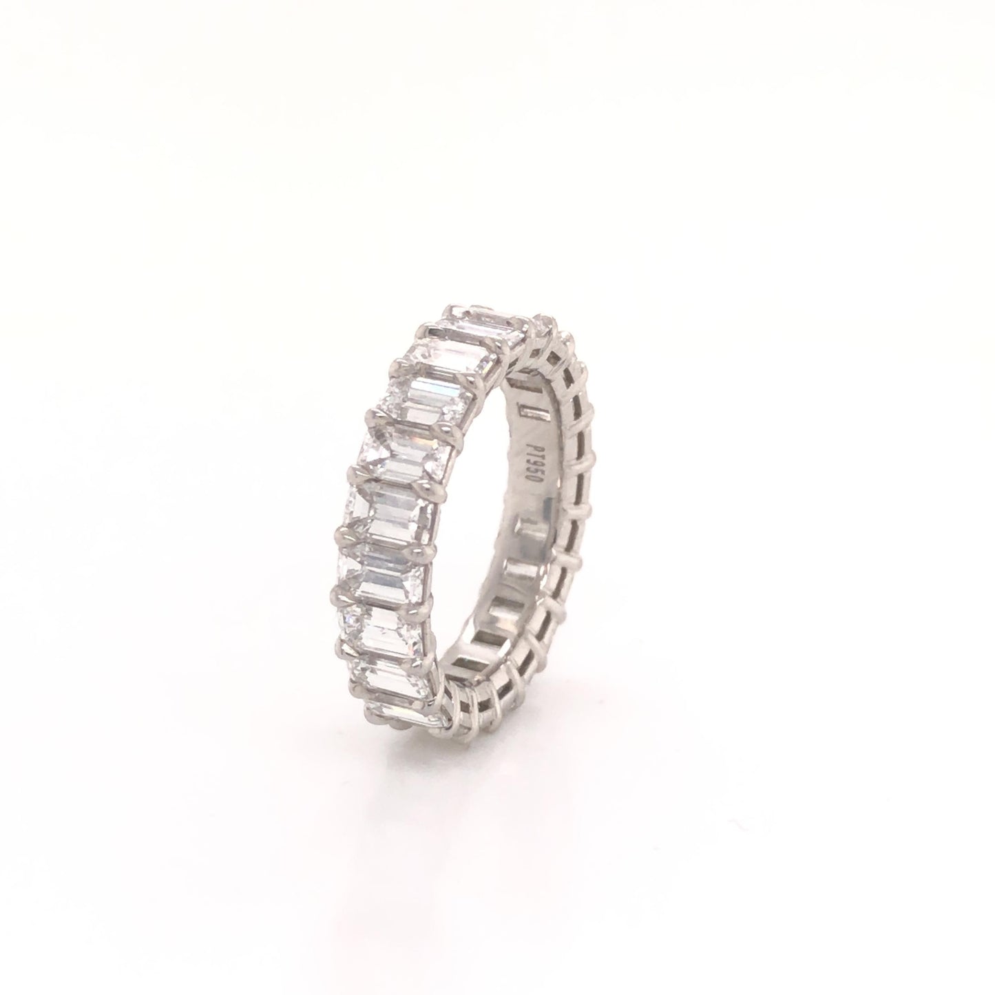 Platinum Diamond Emerald Cut Eternity Band 5.40 Ct.