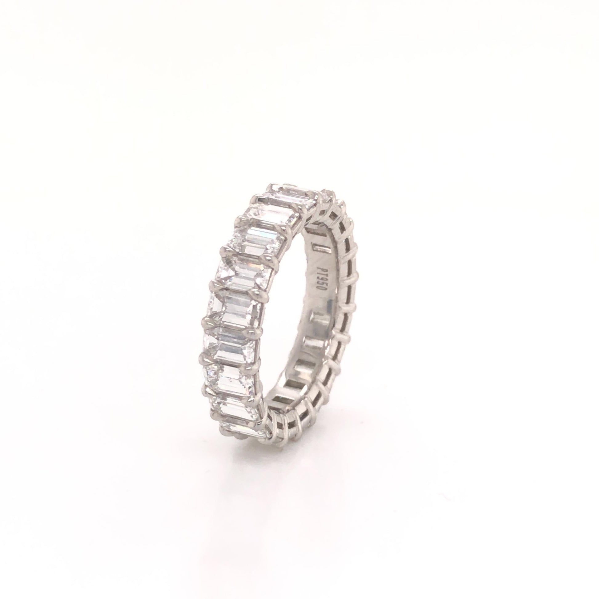 Platinum Diamond Emerald Cut Eternity Band 5.40 Ct.