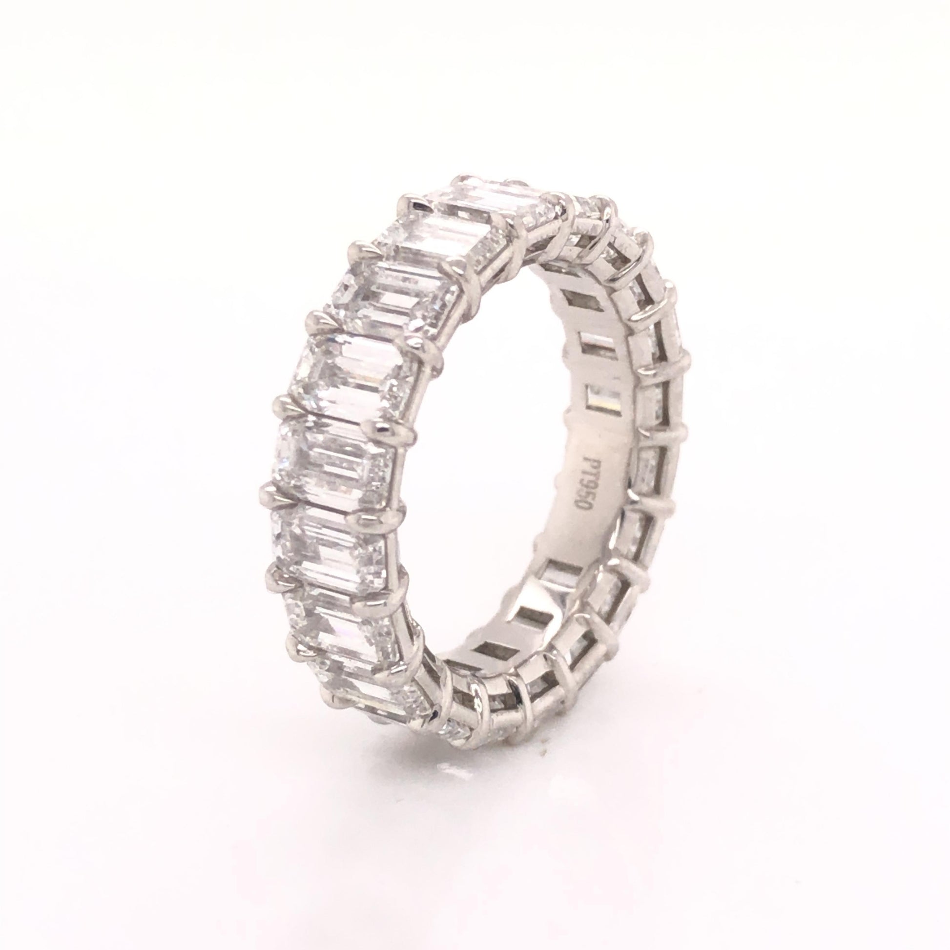Platinum Diamond Emerald Cut Eternity Band 8.05 Ct