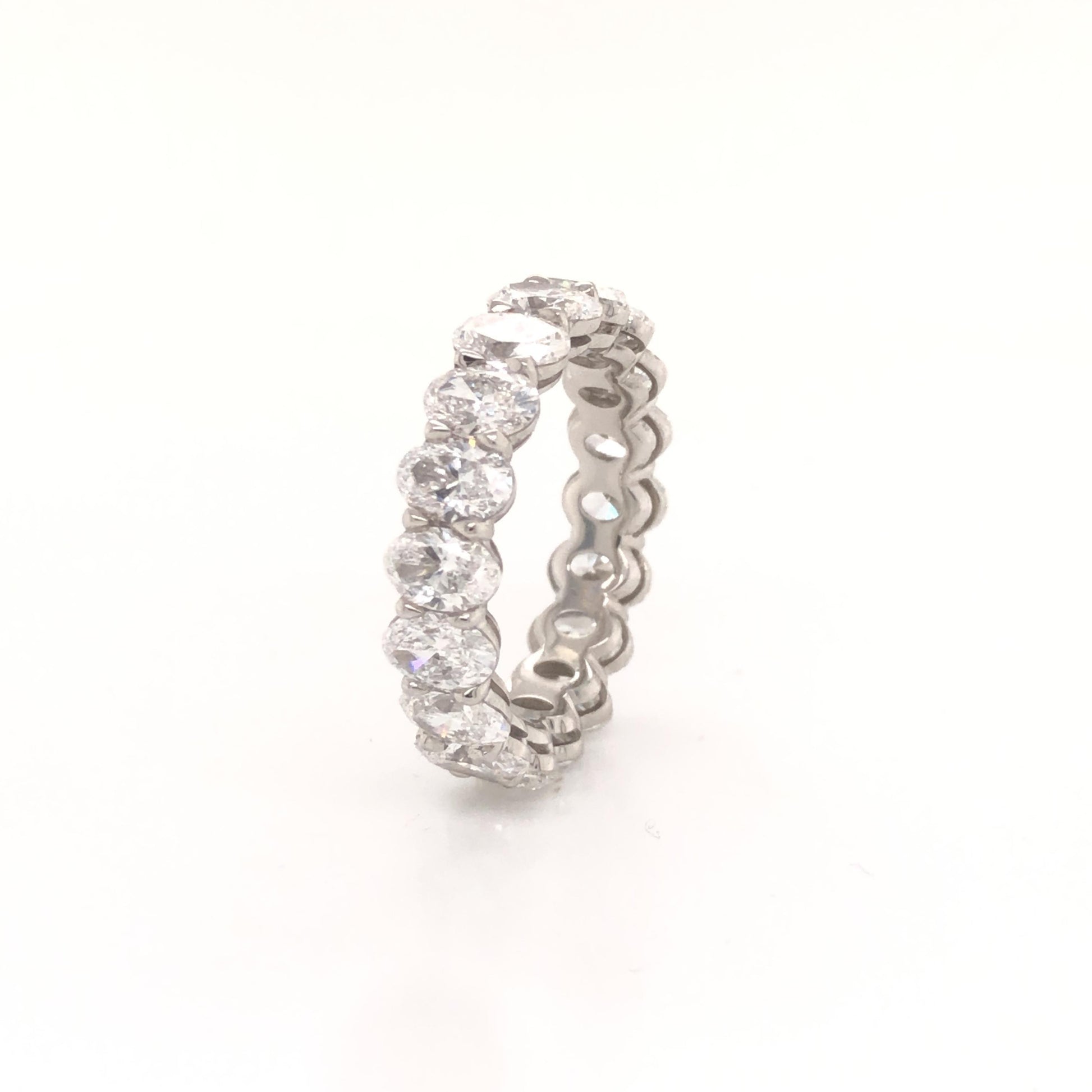 Platinum Diamond Oval Shaped Eternity Band 5.58 Ct