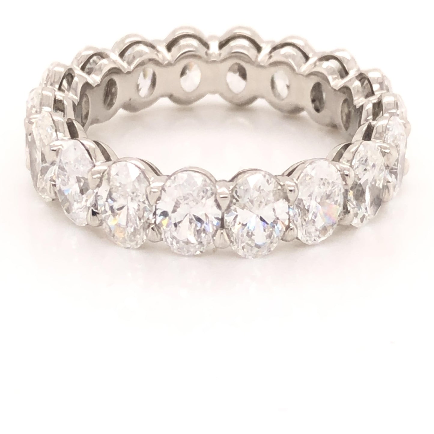 Platinum Diamond Oval Shaped Eternity Band 5.58 Ct