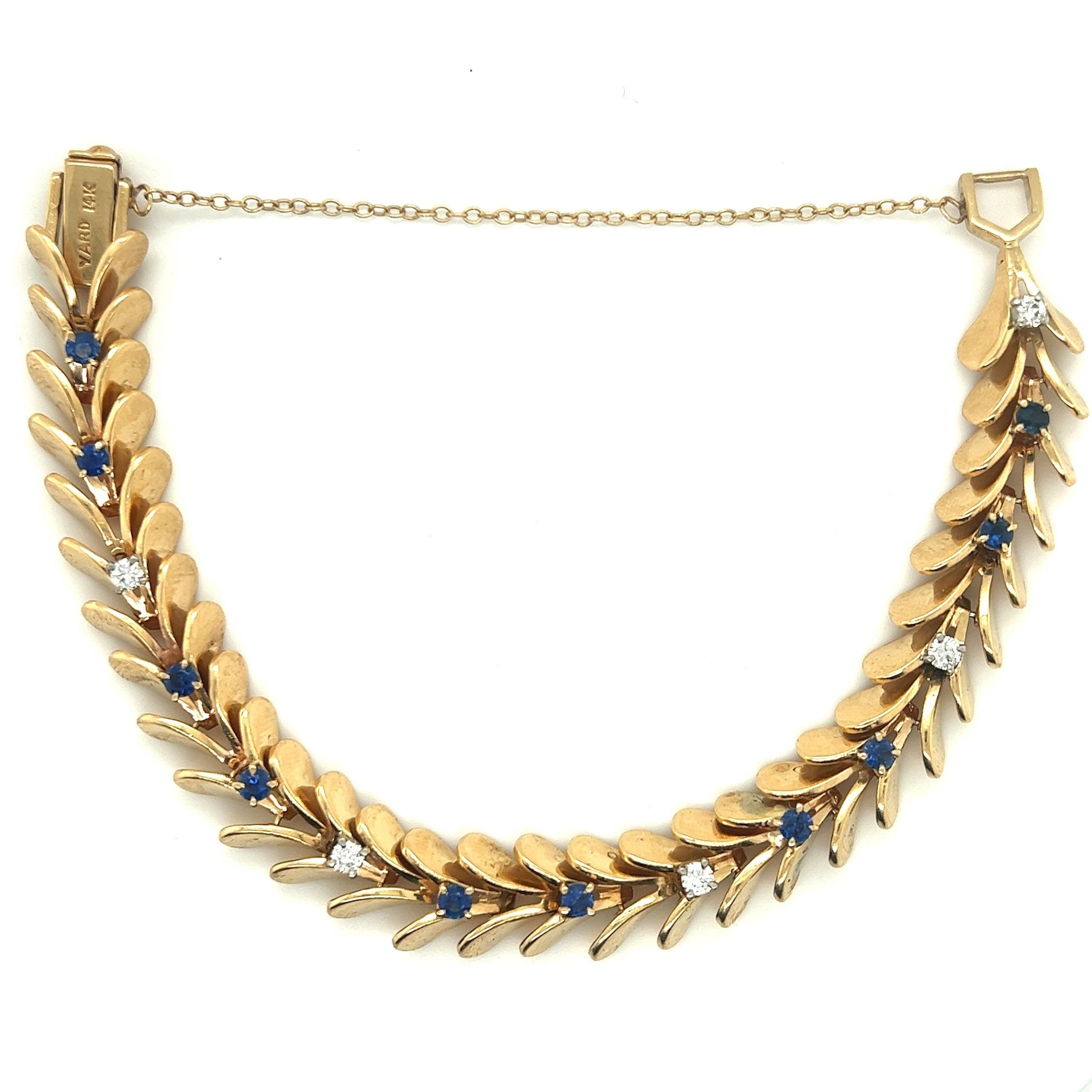 Raymond Yard Retro Diamond & Sapphire Articulated Yellow Gold Bracelet