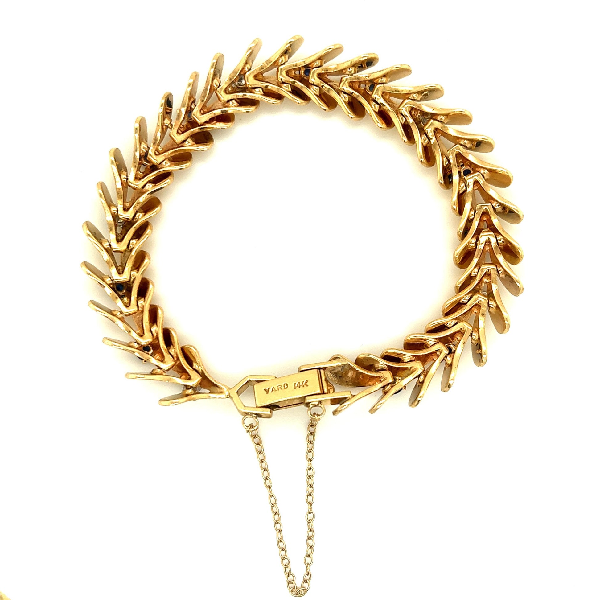 Raymond Yard Retro Diamond & Sapphire Articulated Yellow Gold Bracelet