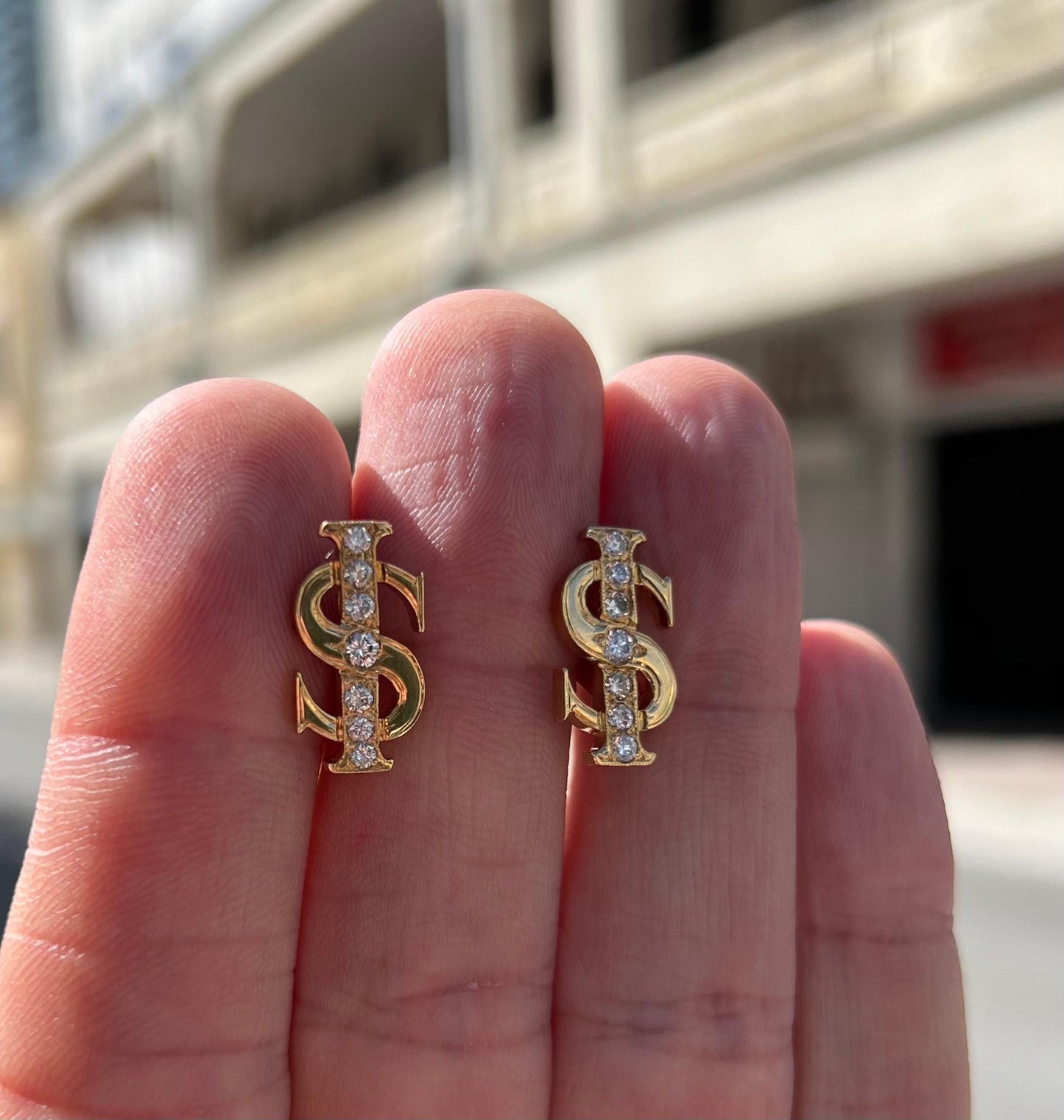 Retro Diamond Dollar Sign Cufflinks  18k Yellow Gold Mayors