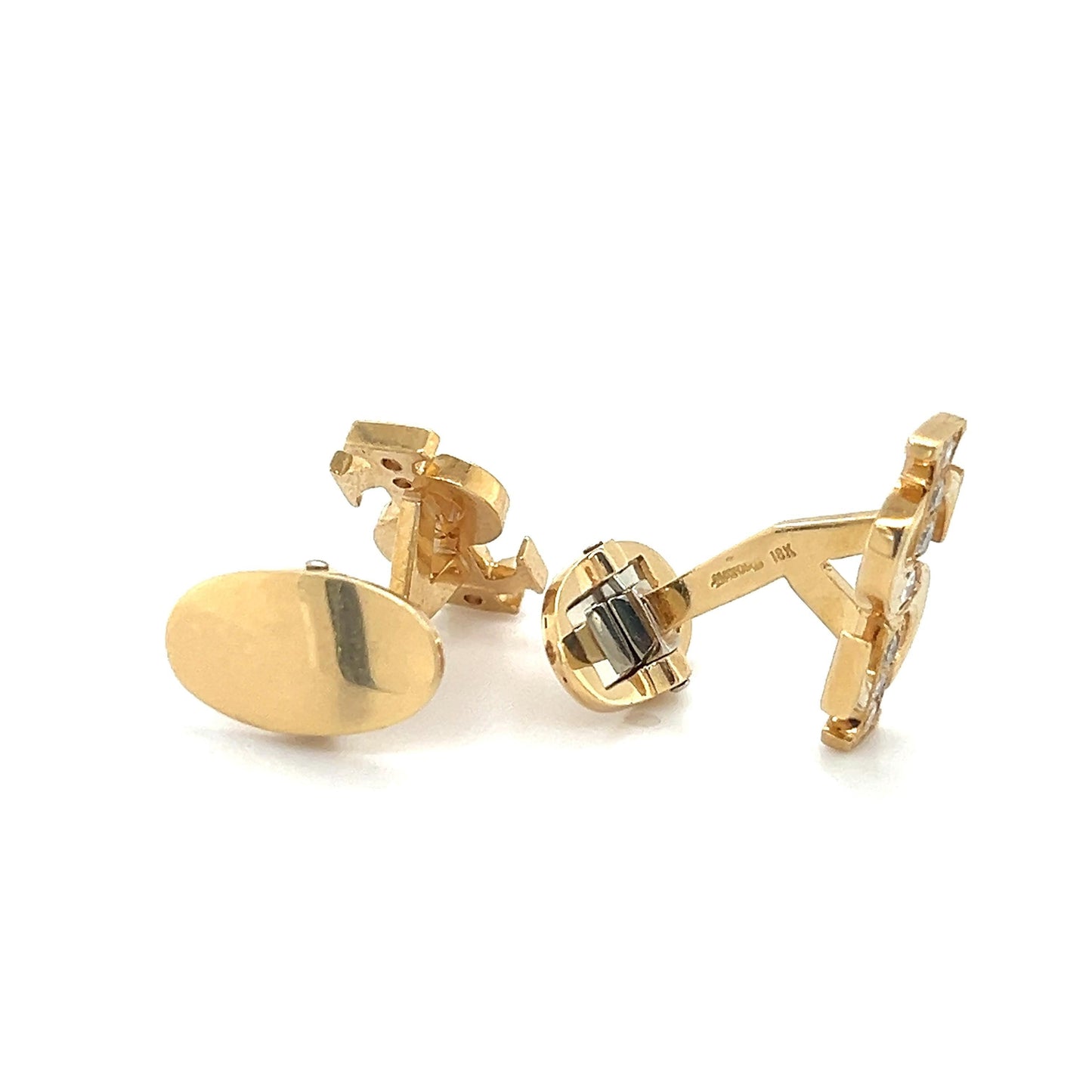 Retro Diamond Dollar Sign Cufflinks  18k Yellow Gold Mayors