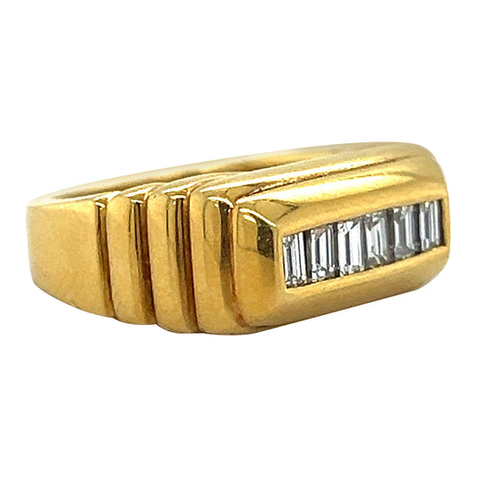 Retro Diamond Pyramid 18k Yellow Gold Statement Ring