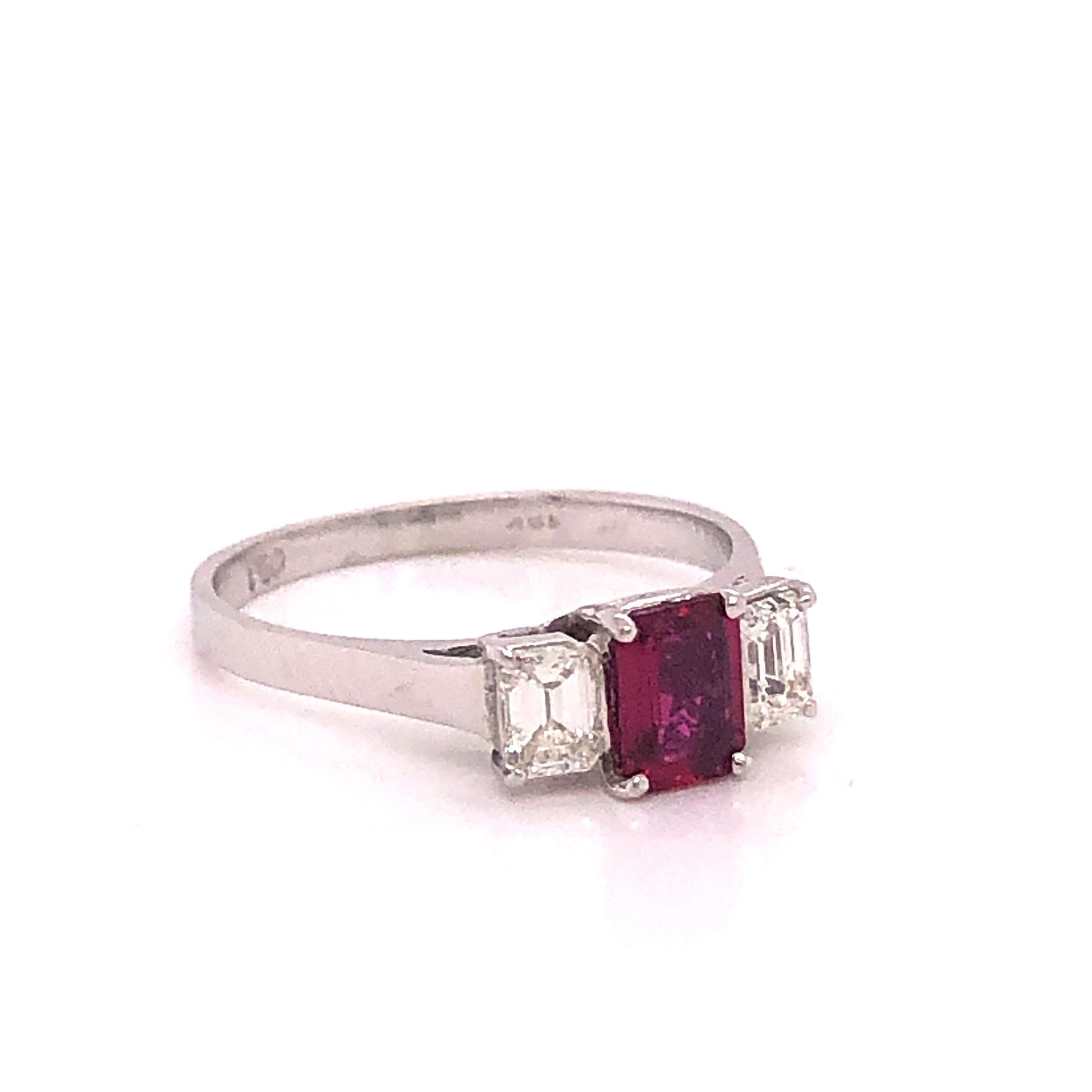 Ruby and Diamond 18 Karat White Gold Engagement Ring