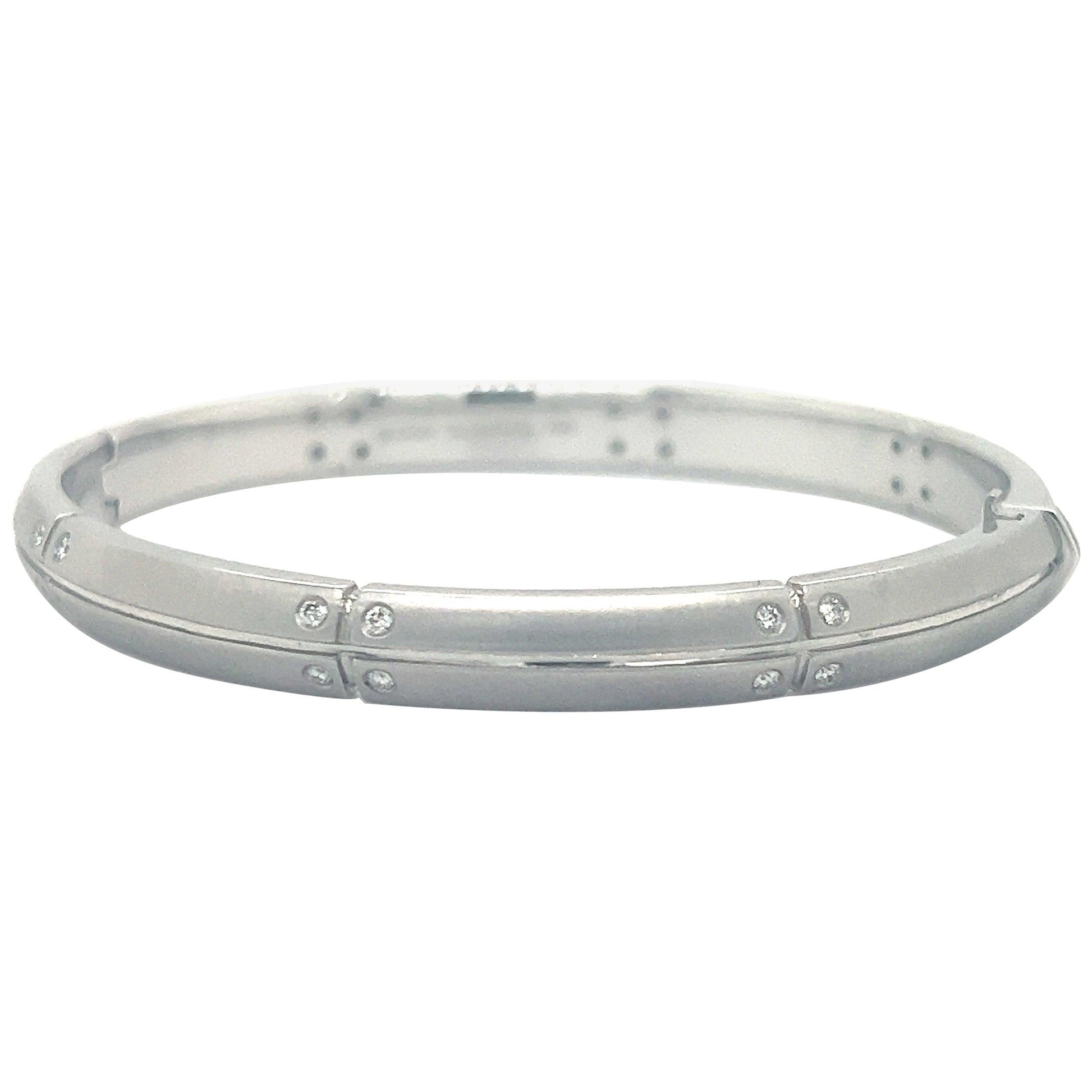Tiffany & Co. 18k White Gold Streamerica Bangle Bracelet With Diamonds