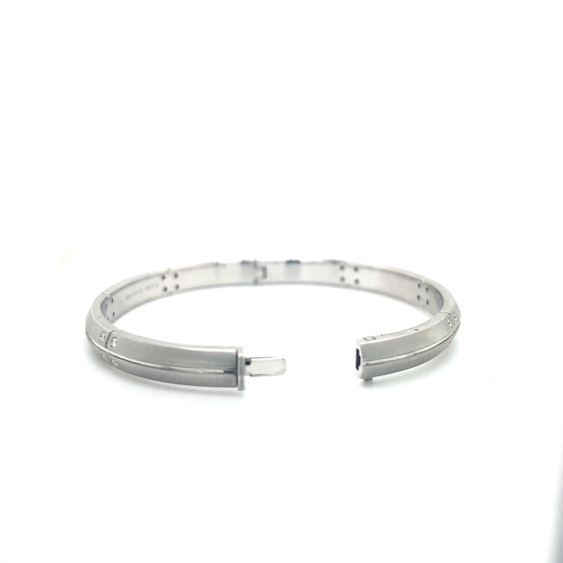 Tiffany & Co. 18k White Gold Streamerica Bangle Bracelet With Diamonds