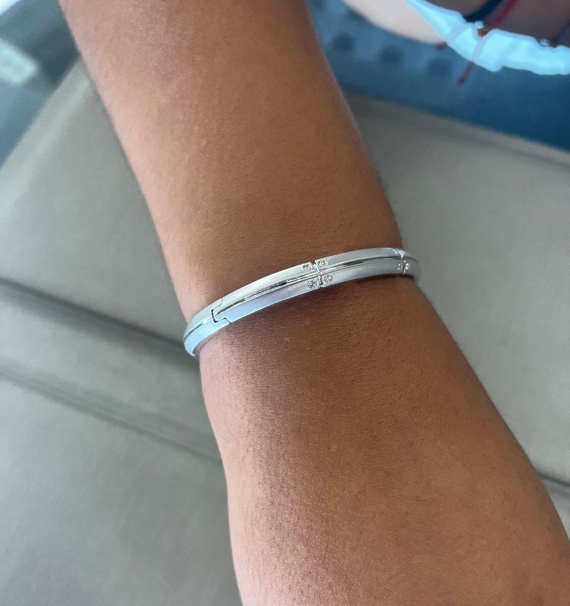Tiffany & Co. 18k White Gold Streamerica Bangle Bracelet With Diamonds