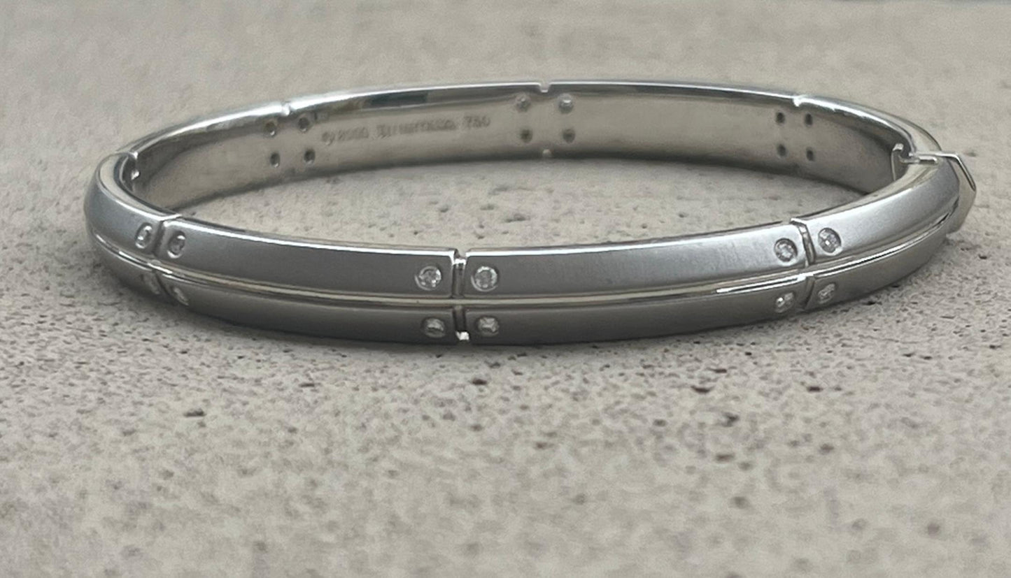Tiffany & Co. 18k White Gold Streamerica Bangle Bracelet With Diamonds