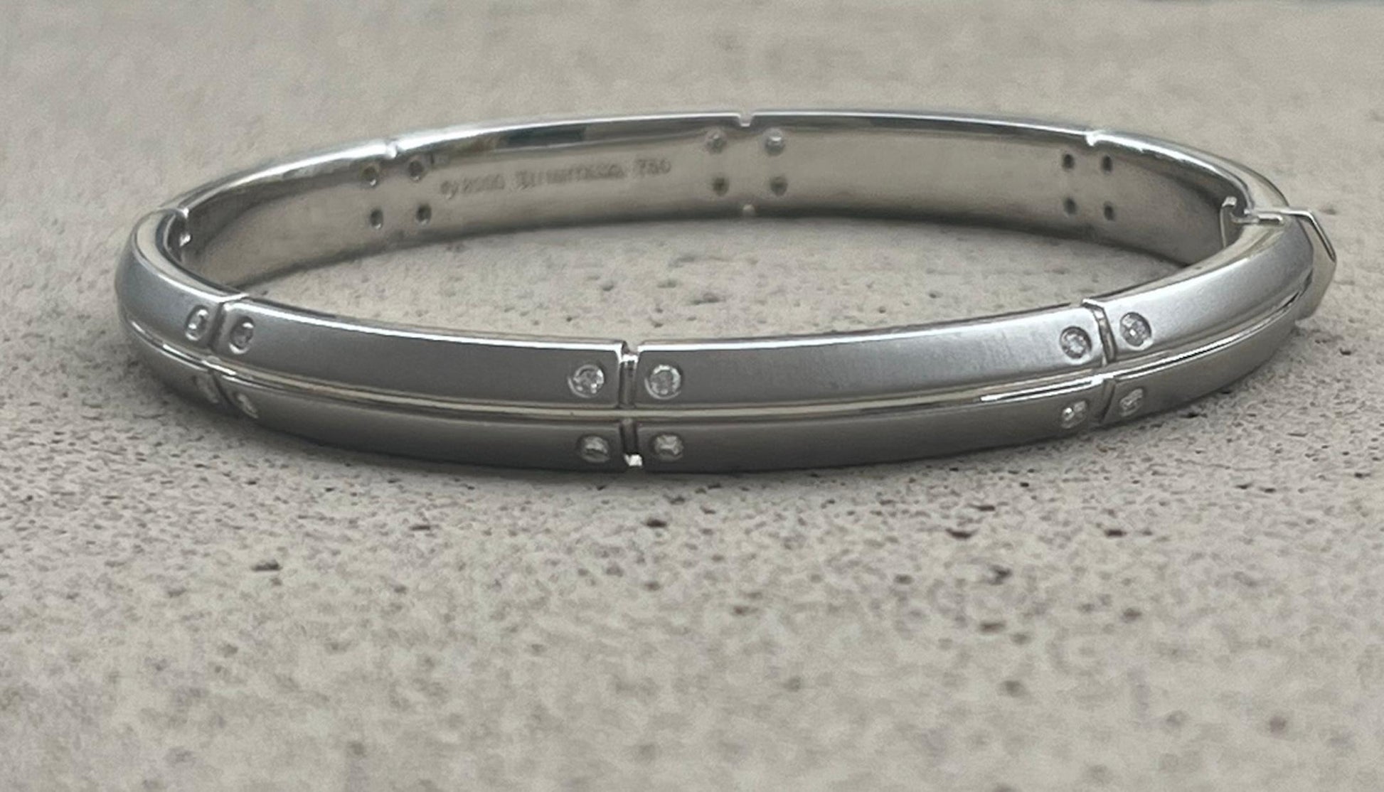 Tiffany & Co. 18k White Gold Streamerica Bangle Bracelet With Diamonds