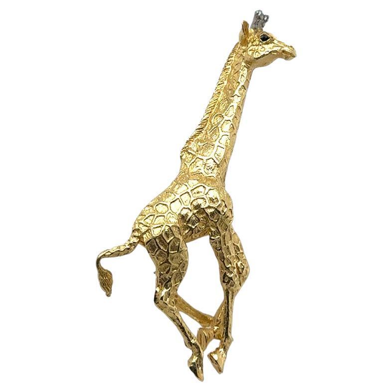Tiffany & Co. Giraffe Brooch Textured 18k Gold Diamonds & Sapphires 1989 Germany