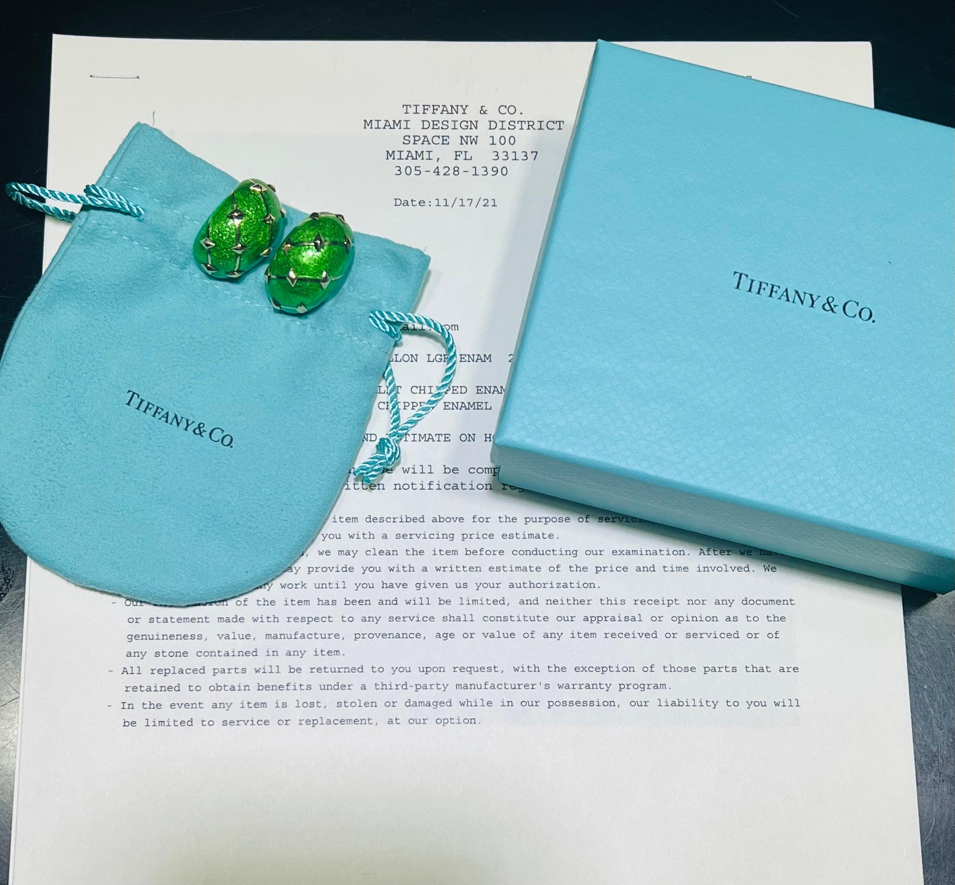 Tiffany & Co. Jean Schlumberger Green Enamel and 18k Yellow Gold Banana Earring