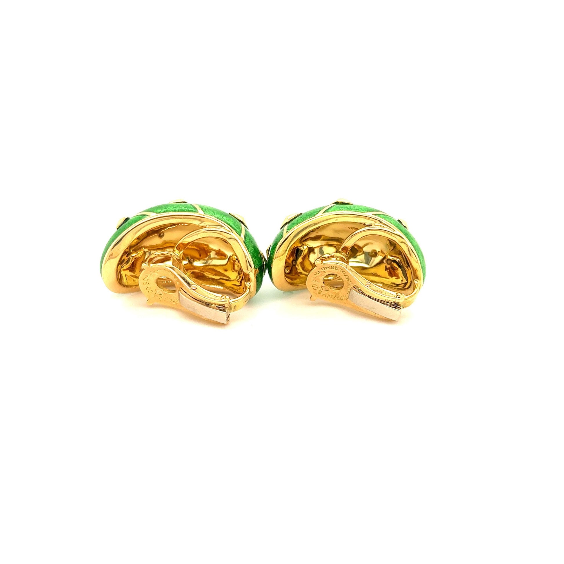 Tiffany & Co. Jean Schlumberger Green Enamel and 18k Yellow Gold Banana Earring