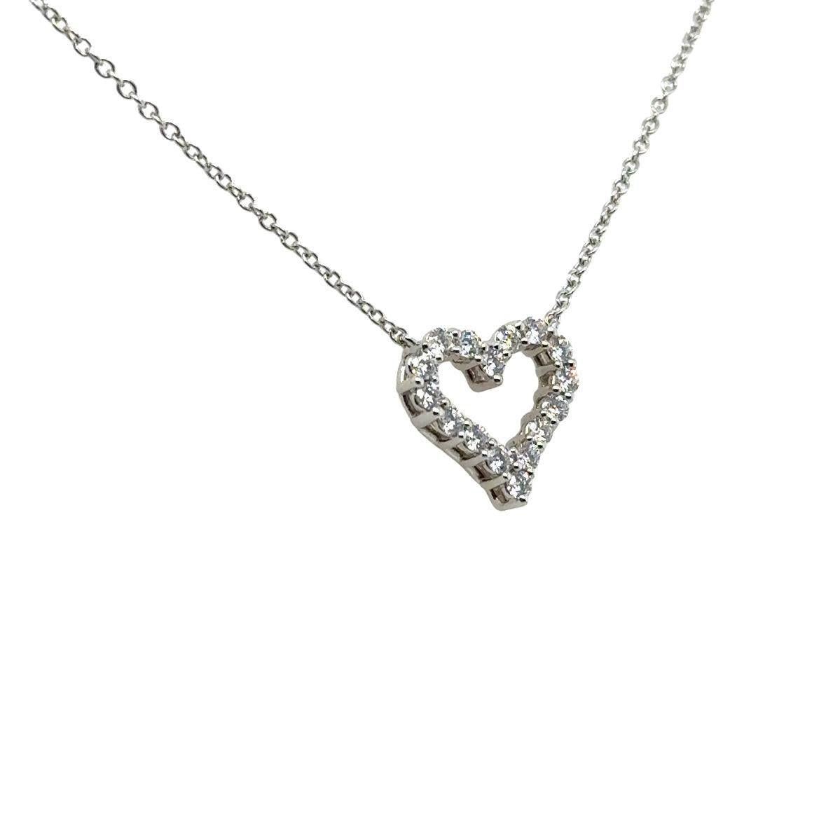 Tiffany & Co. Platinum 950 Diamond Heart Pendant Necklace 0.25 Carat