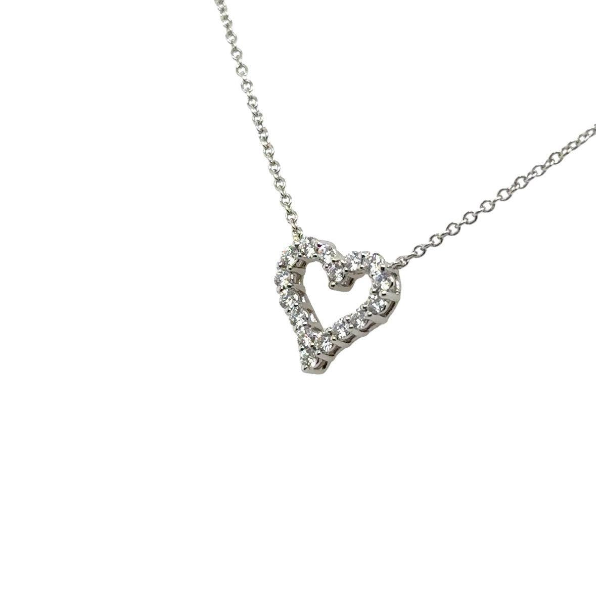 Tiffany & Co. Platinum 950 Diamond Heart Pendant Necklace 0.25 Carat