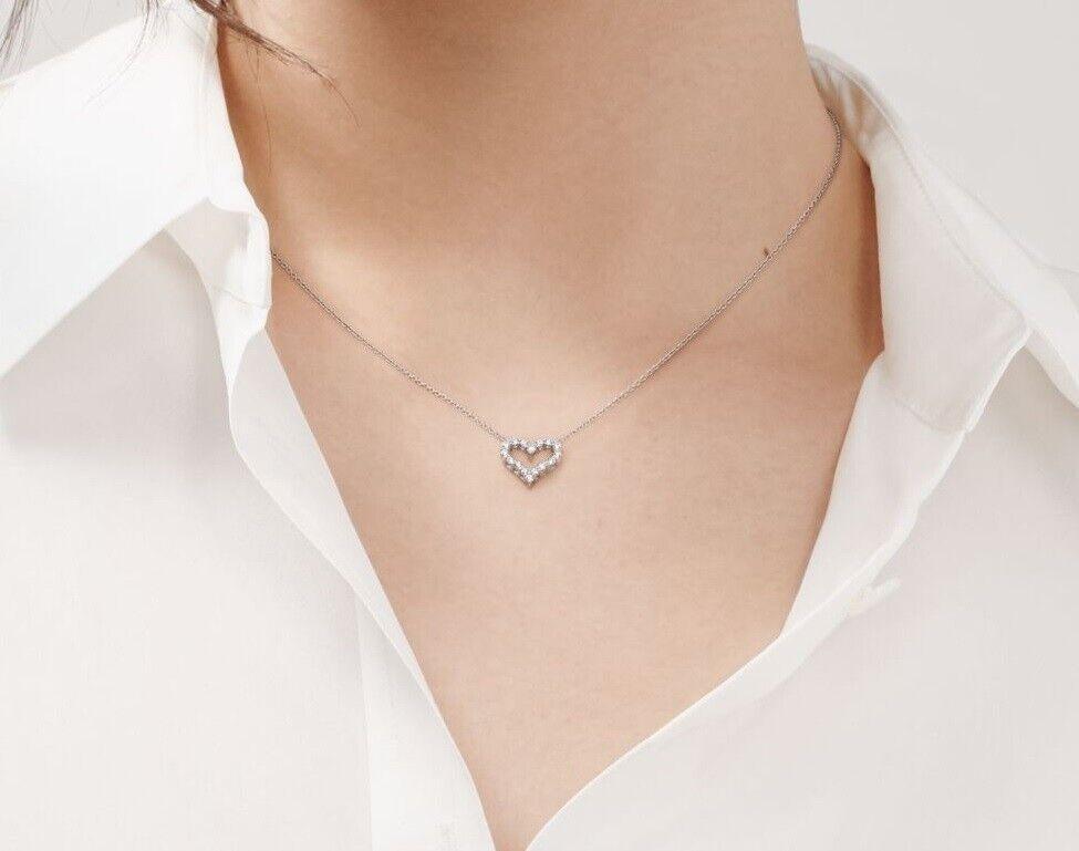 Tiffany & Co. Platinum 950 Diamond Heart Pendant Necklace 0.25 Carat