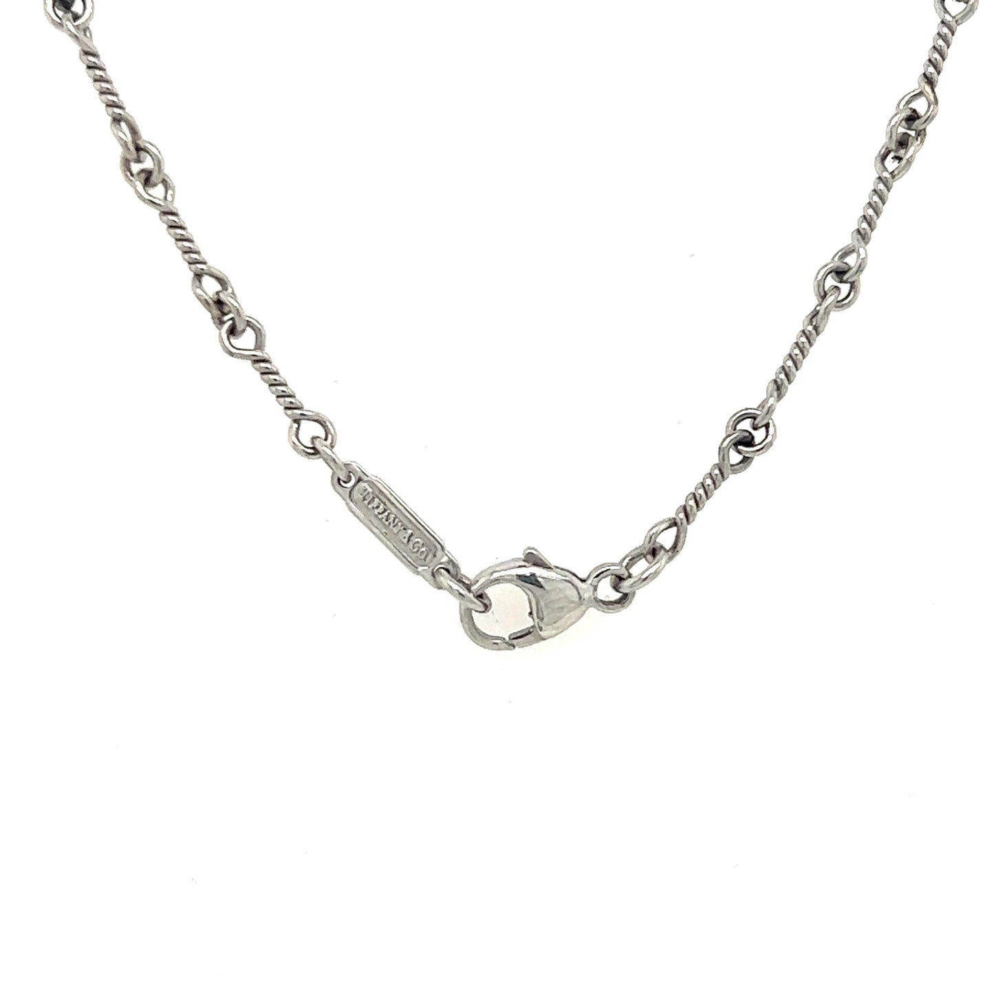 Tiffany & Co. Platinum Diamond Heart Drop Pendant Twist Wire Chain Necklace