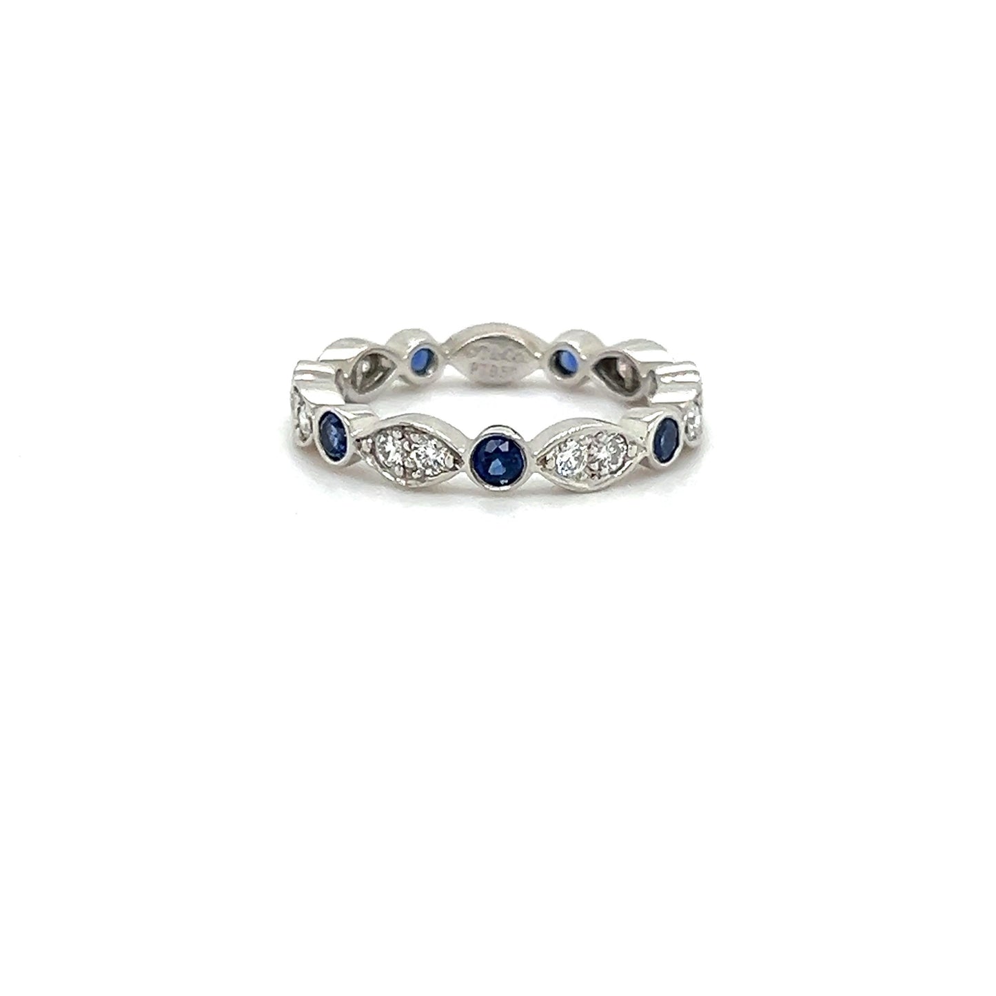 Tiffany & Co. Platinum & Diamond Sapphire Band Ring Stackable Size 5.75