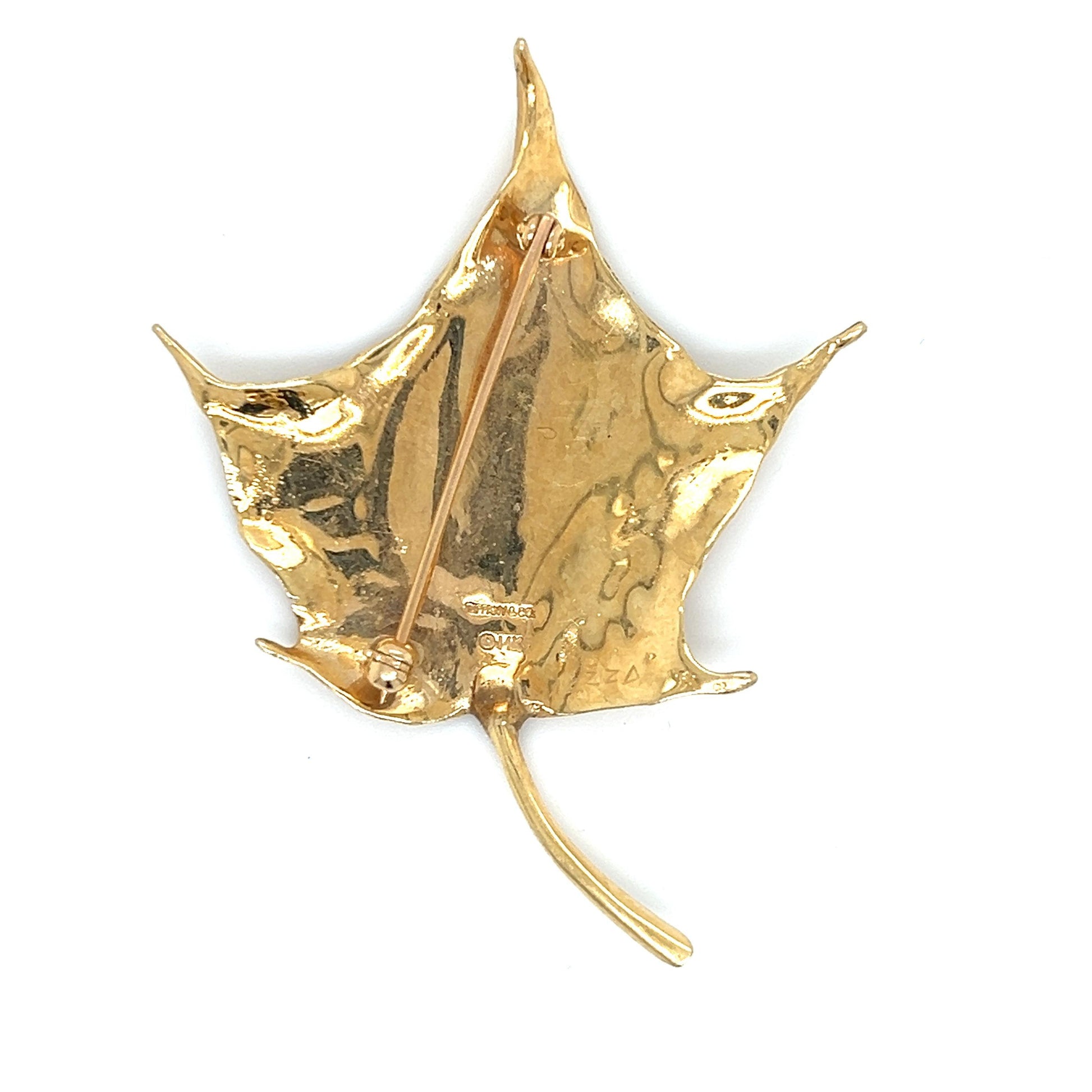 Tiffany & Co Vintage Maple Leaf Golden Brooch Pin
