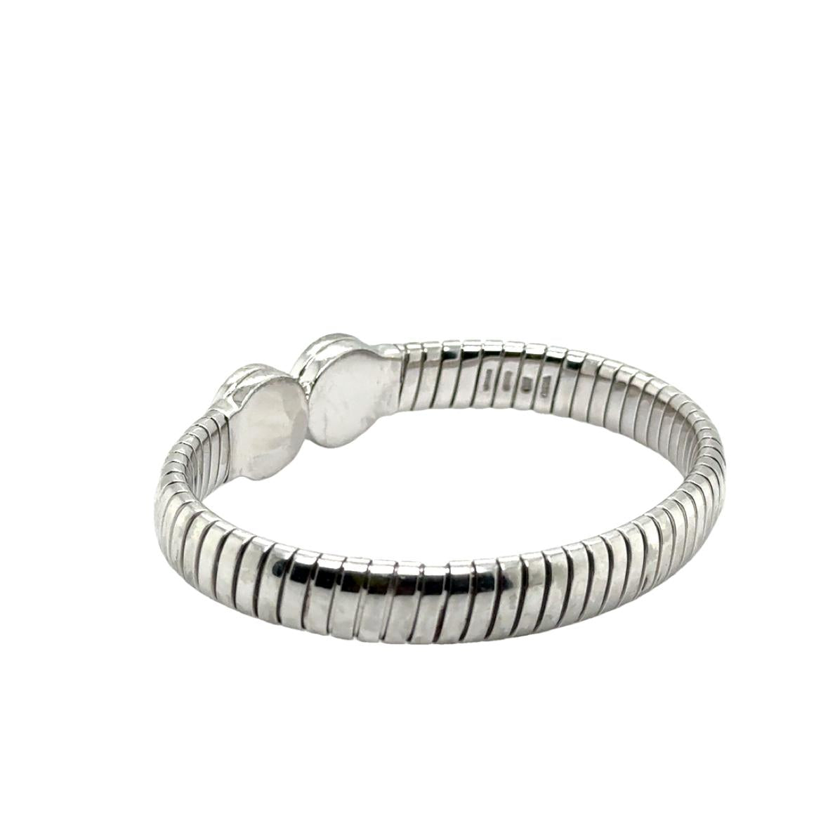 Bulgari Tubogas Diamond Cuff Bangle in Stainless Steel