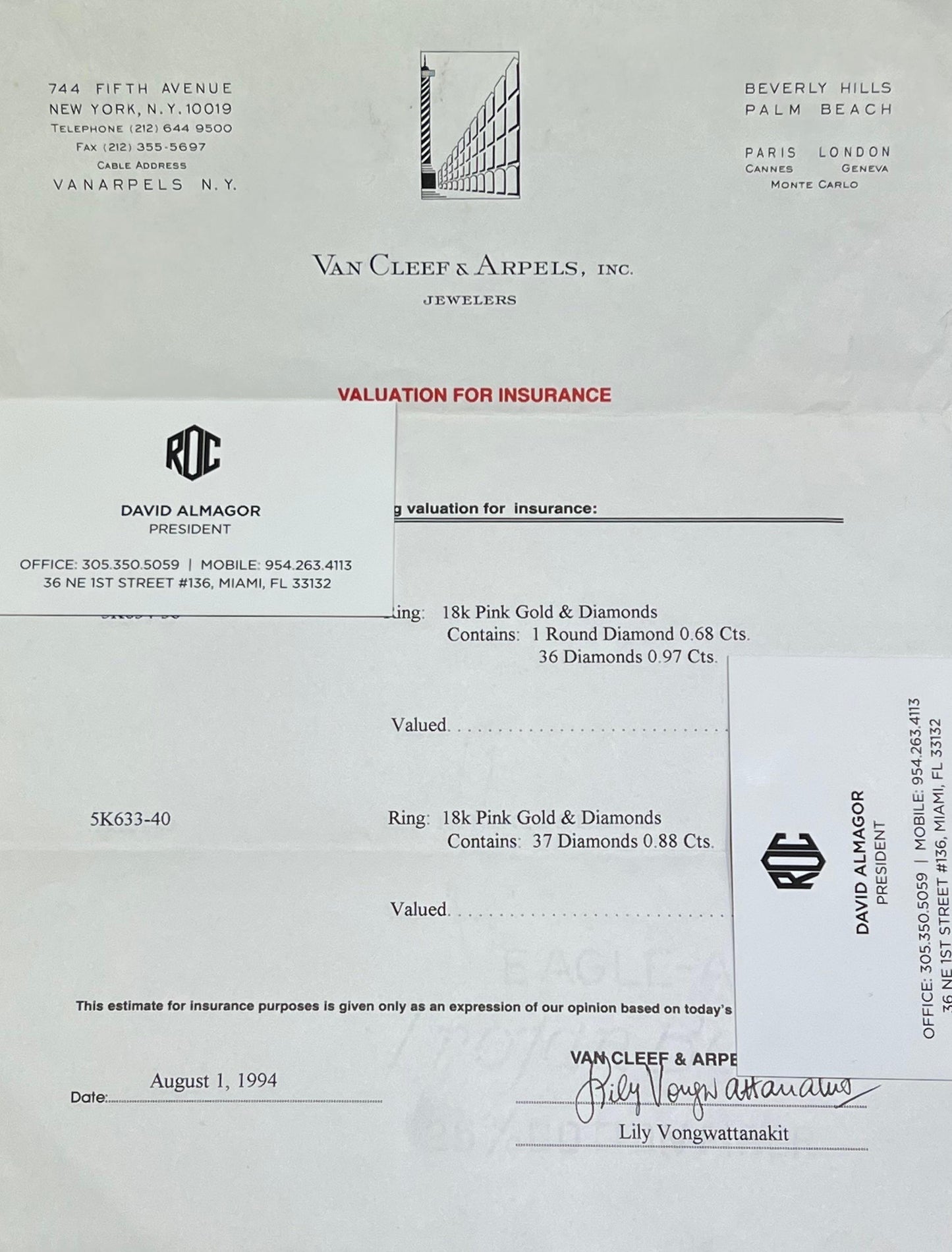 Van Cleef & Arpels Diamond Wedding Set Rose Gold 2.53 Ct.