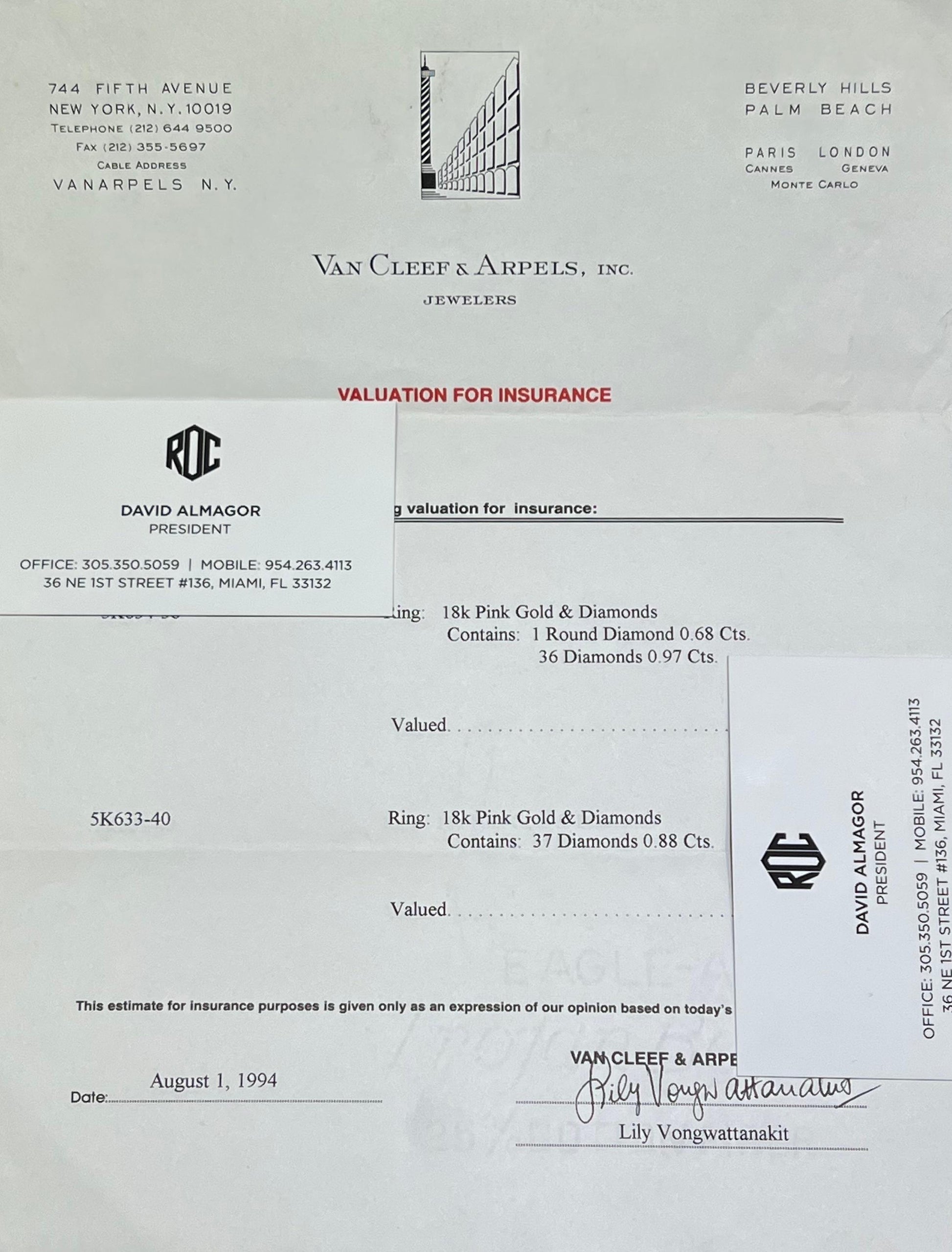 Van Cleef & Arpels Diamond Wedding Set Rose Gold 2.53 Ct.