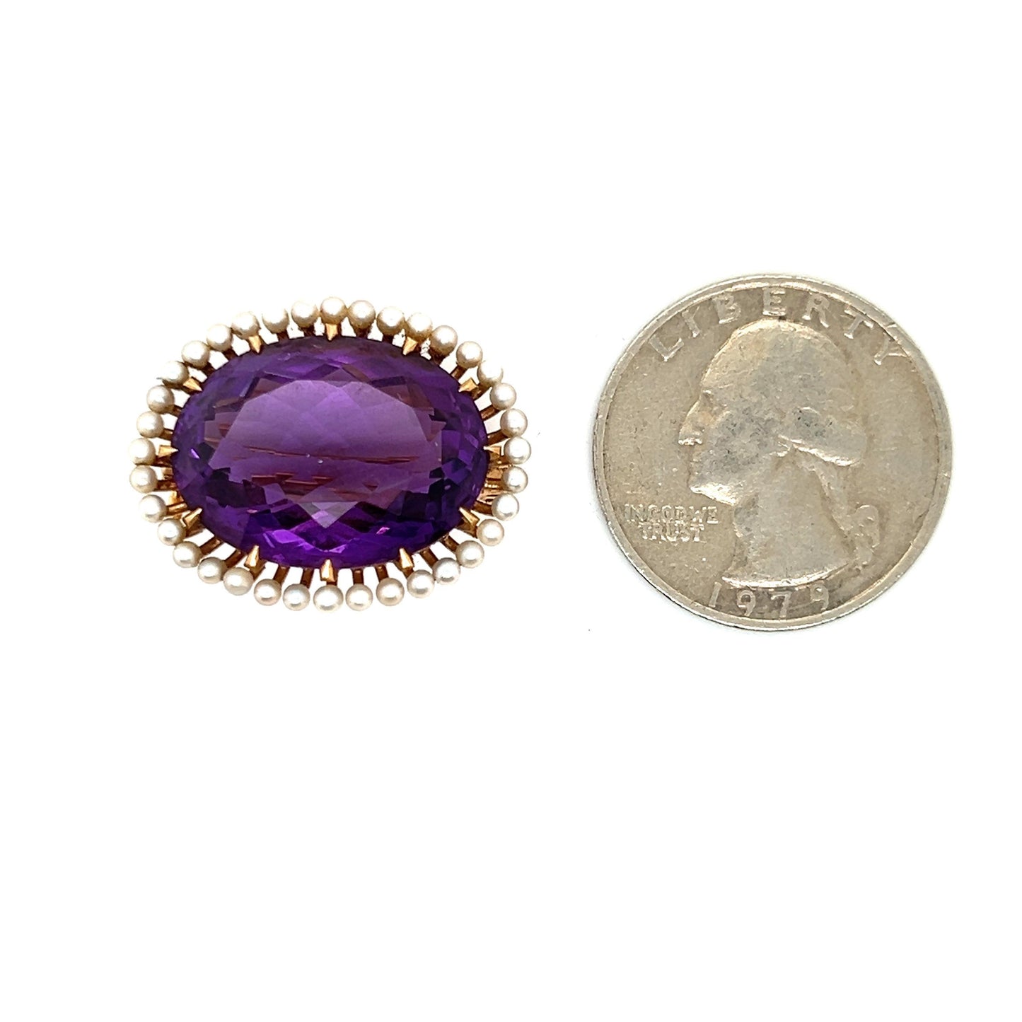 Victorian Era Amethyst & Seed Pearl Brooch Pendant