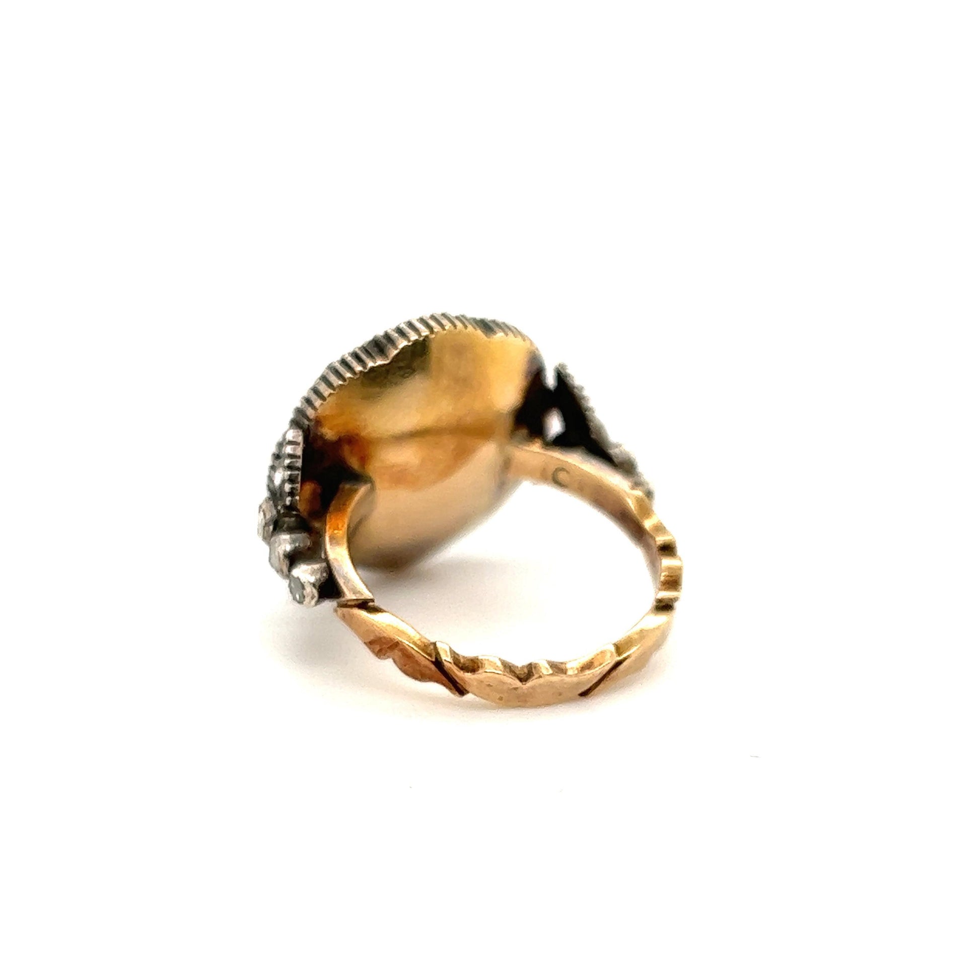 Victorian Era Rose-Cut Diamond Ring in Silver-Topped Gold Mounting