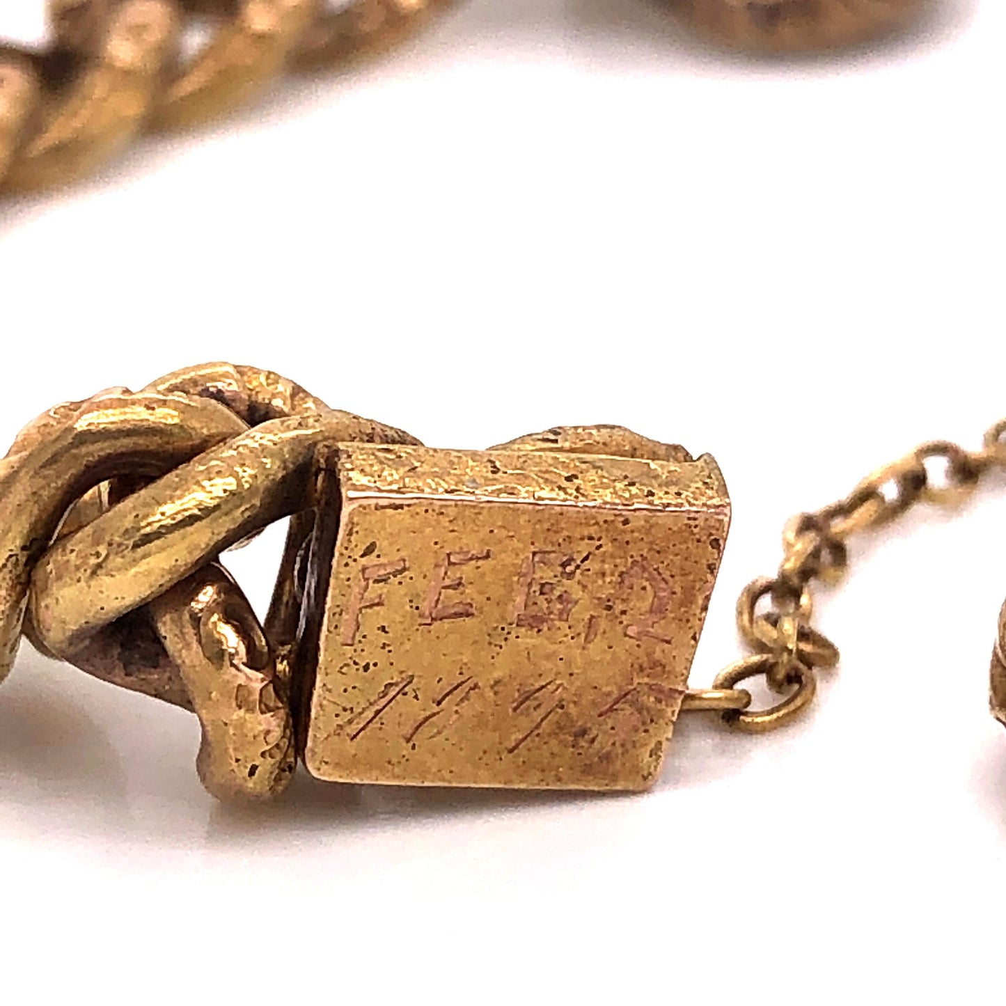 Victorian Gold and Diamond Bracelet Curved Link Etched Detail, 1895