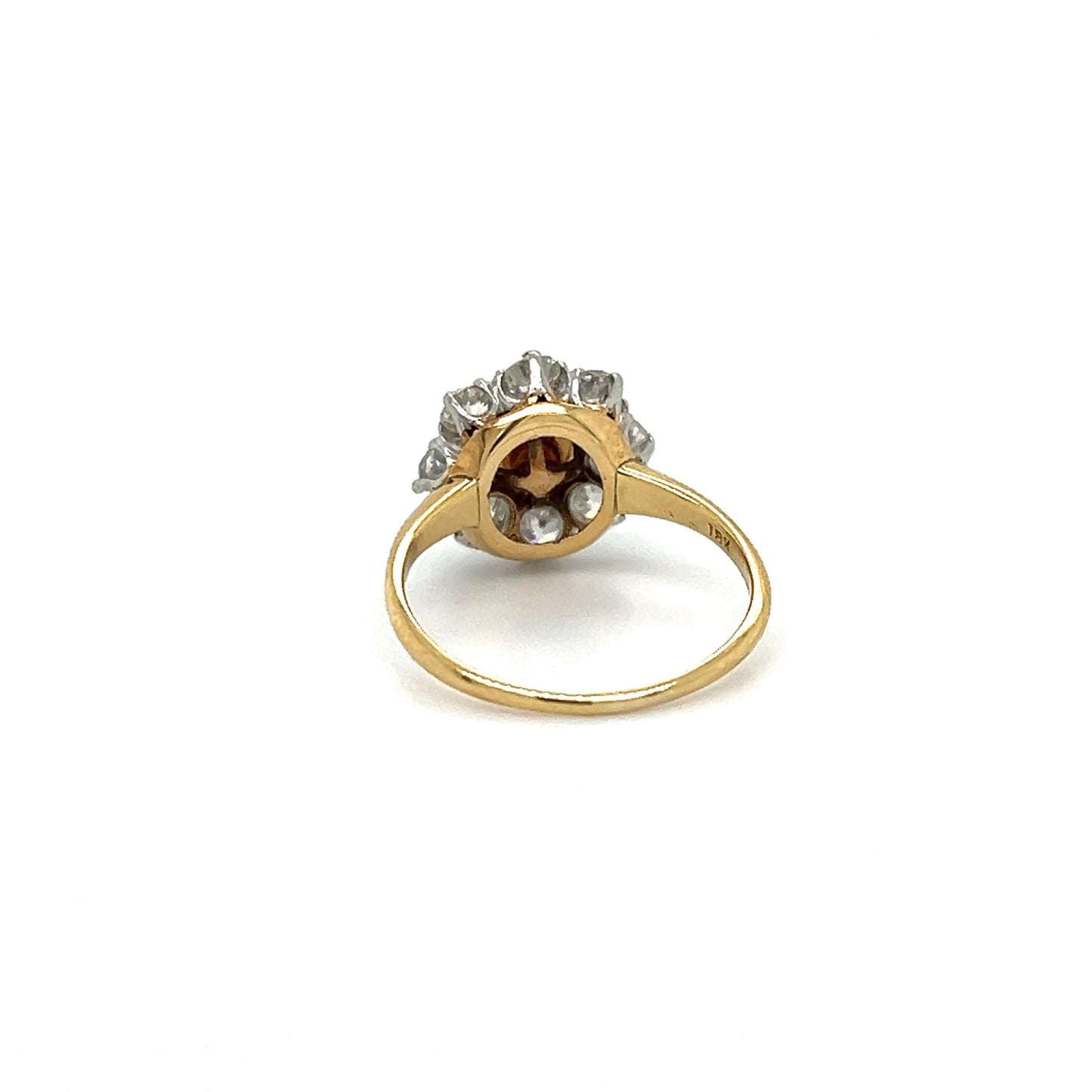Victorian Natural Pearl & Old Mine Cut Diamond Halo Cocktail Ring