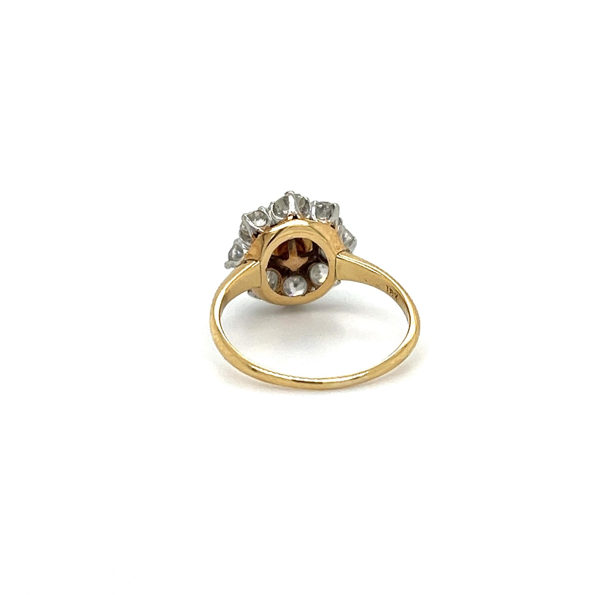 Victorian Natural Pearl & Old Mine Cut Diamond Halo Cocktail Ring