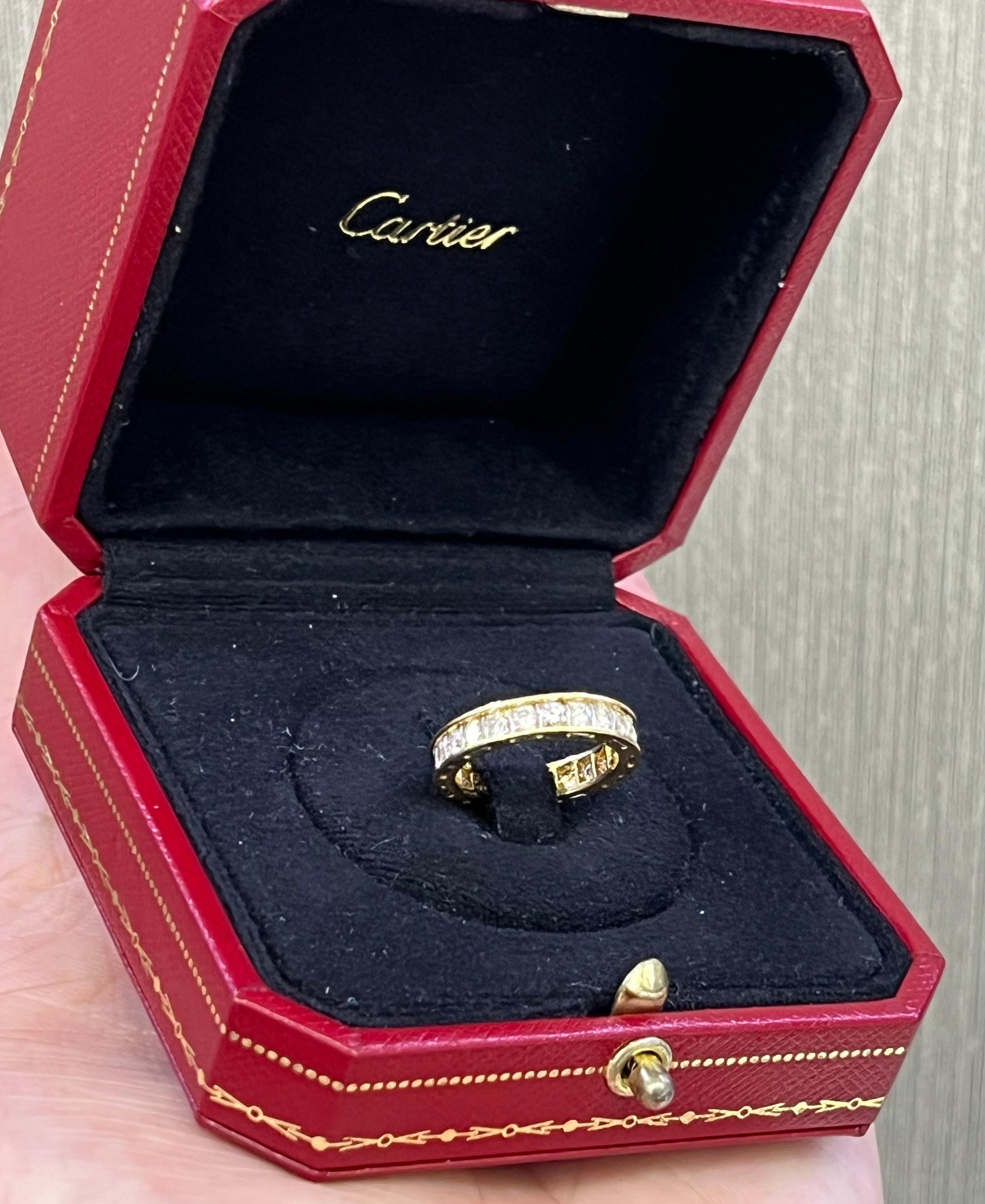 Vintage Cartier Diamond Eternity Ring 18k Yellow Gold Stackable Size 48