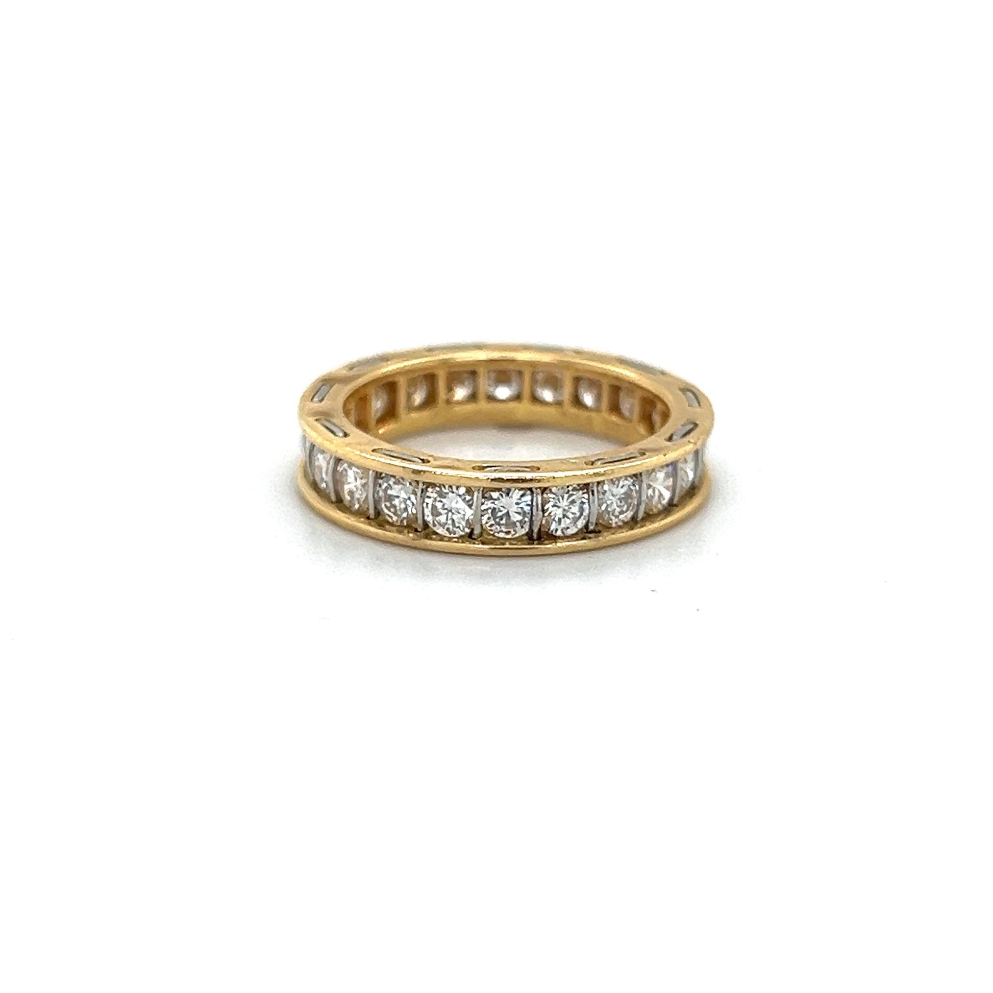 Vintage Cartier Diamond Eternity Ring 18k Yellow Gold Stackable Size 48