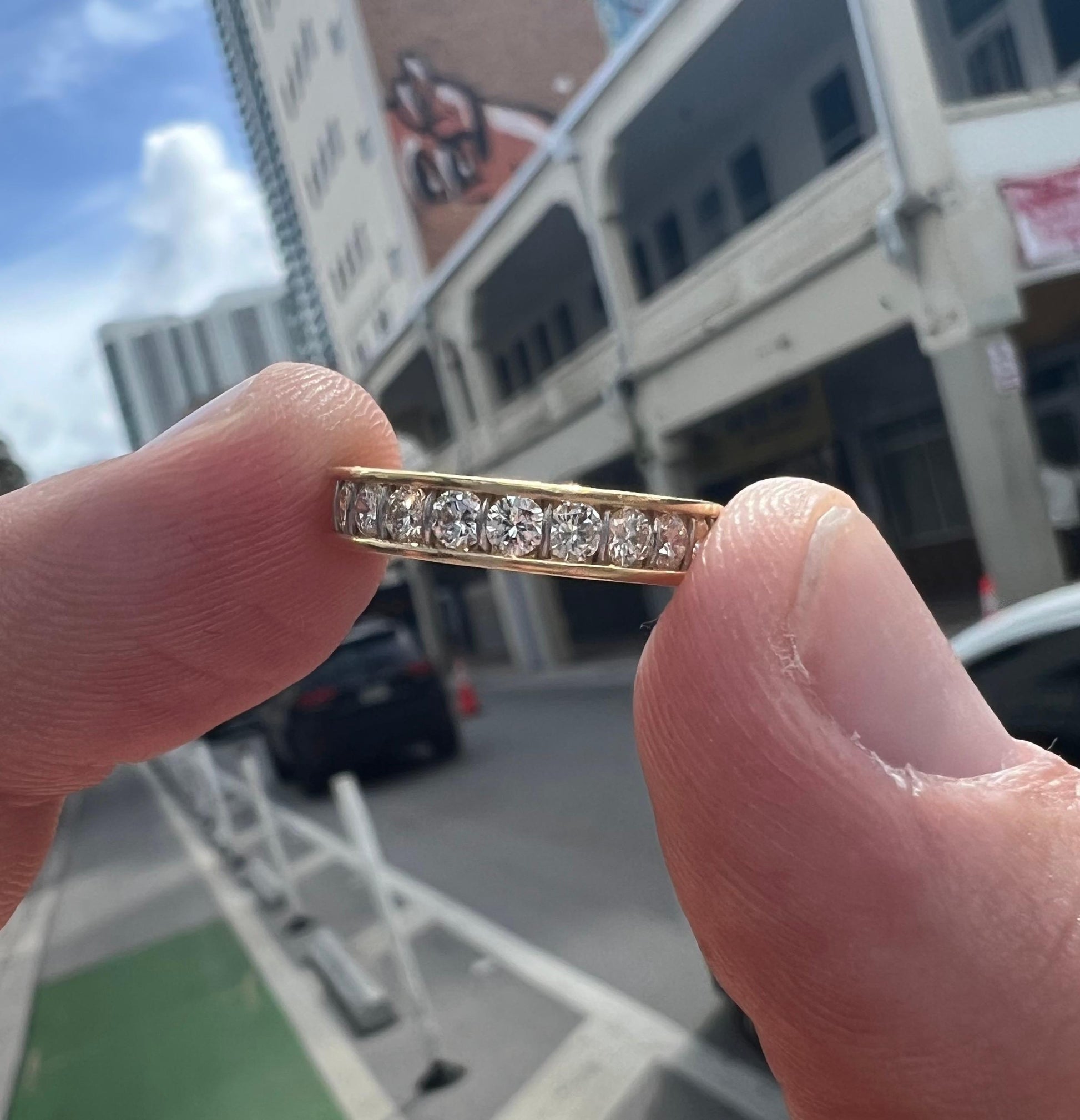 Vintage Cartier Diamond Eternity Ring 18k Yellow Gold Stackable Size 48
