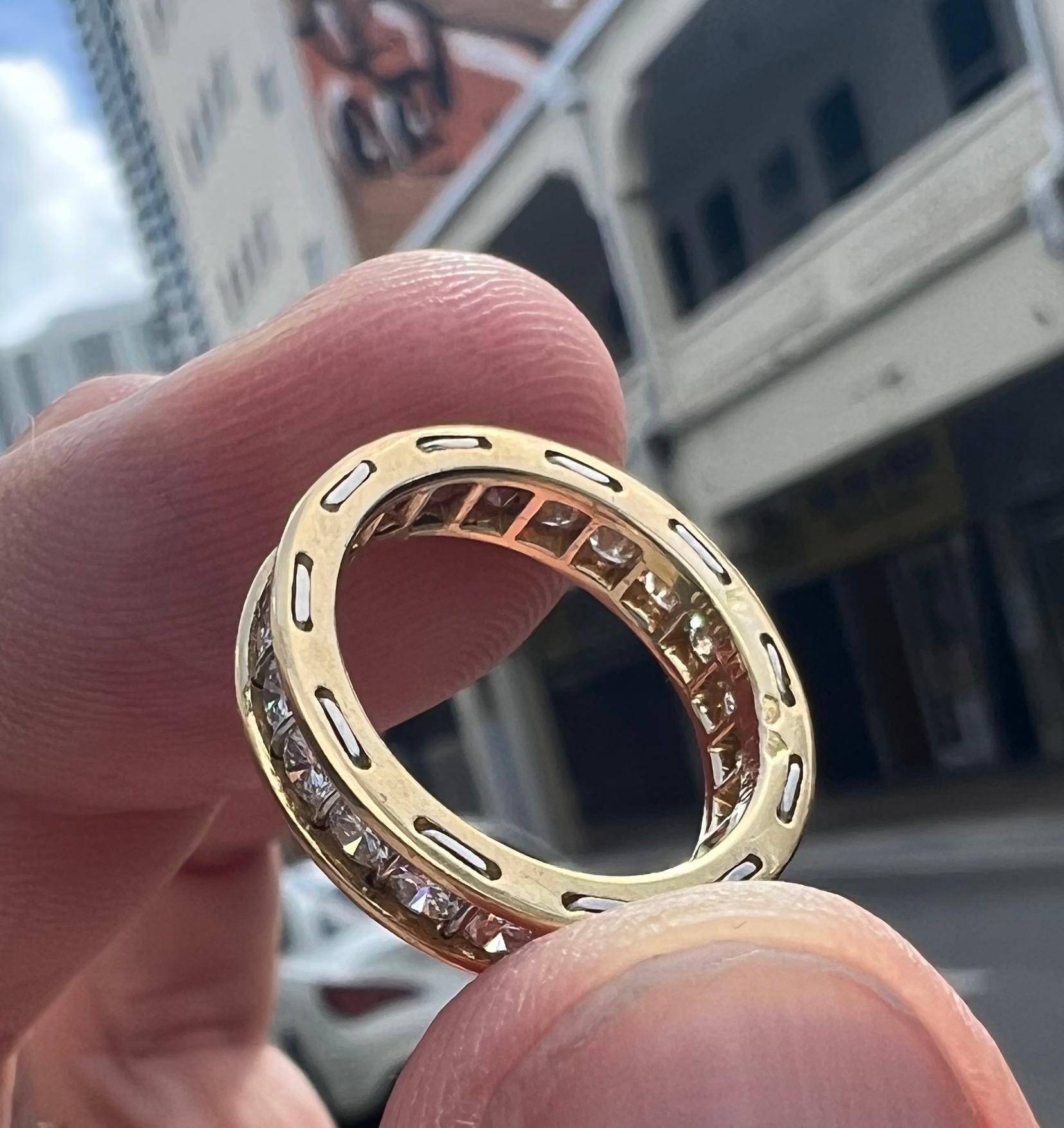 Vintage Cartier Diamond Eternity Ring 18k Yellow Gold Stackable Size 48