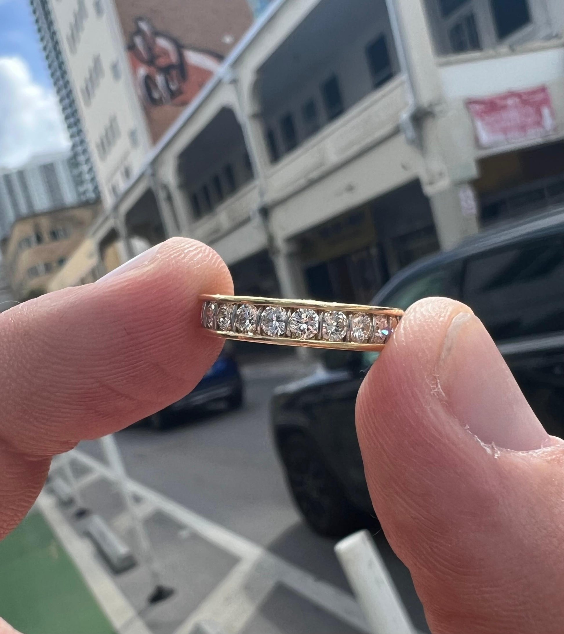 Vintage Cartier Diamond Eternity Ring 18k Yellow Gold Stackable Size 48