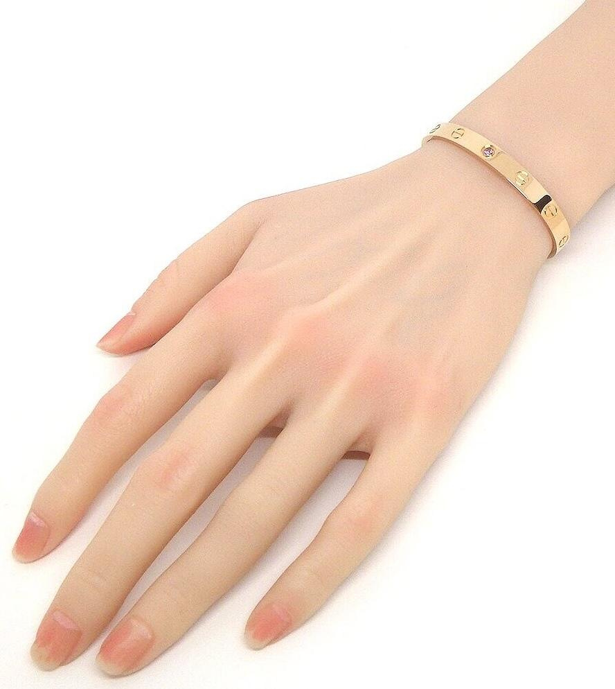 Cartier Love Cuff Bracelet Pink Sapphire Rose Gold Size 17