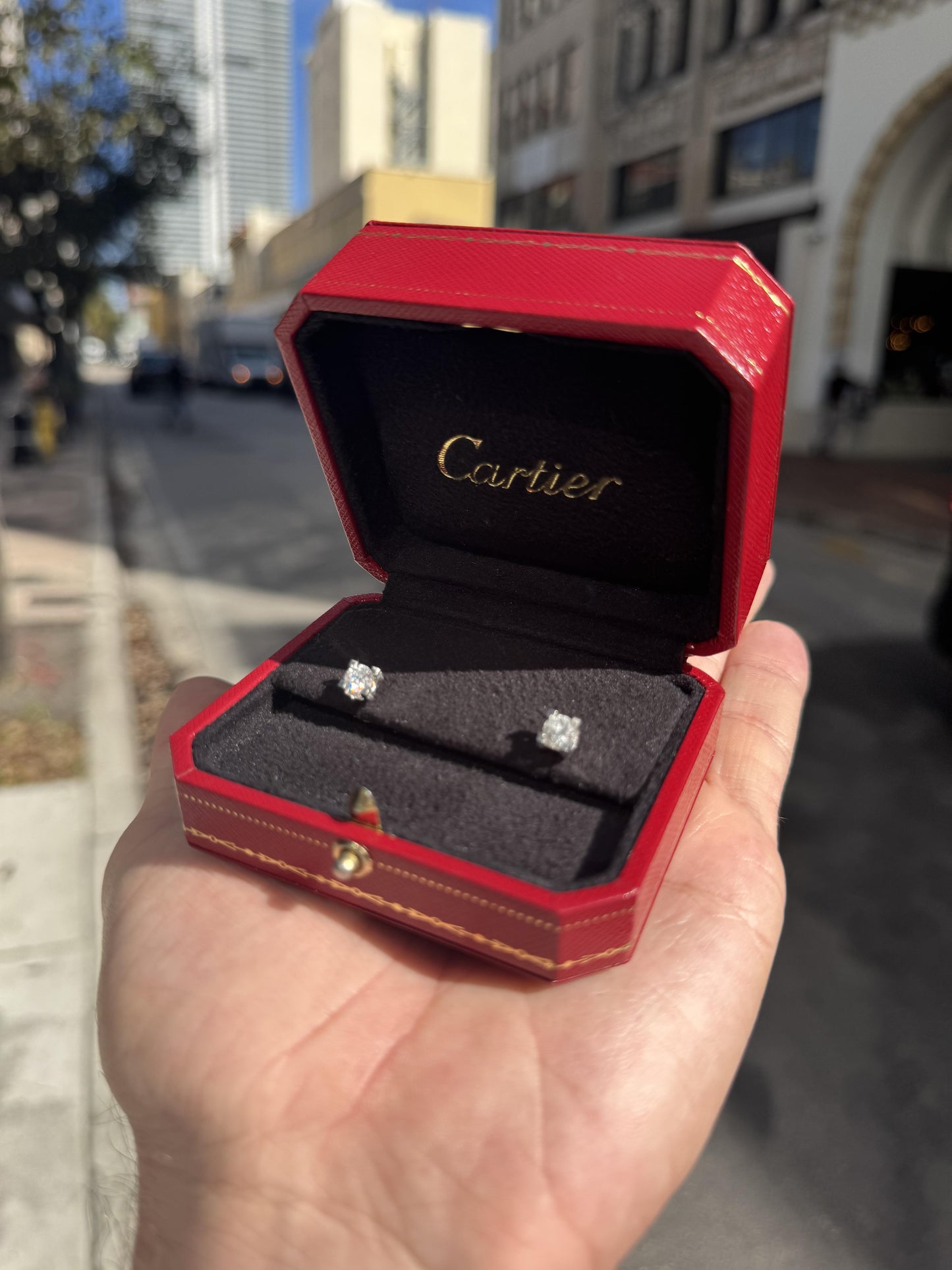Cartier C De Cartier Earrings 18k White Gold 1.00 Carat GIA CERTIFIED