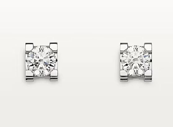 Cartier C De Cartier Earrings 18k White Gold 1.00 Carat GIA CERTIFIED