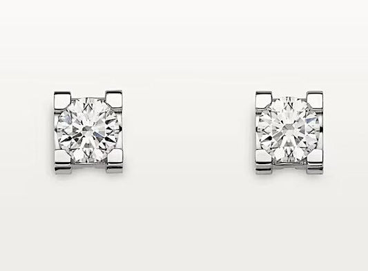 Cartier C De Cartier Earrings 18k White Gold 1.00 Carat GIA CERTIFIED