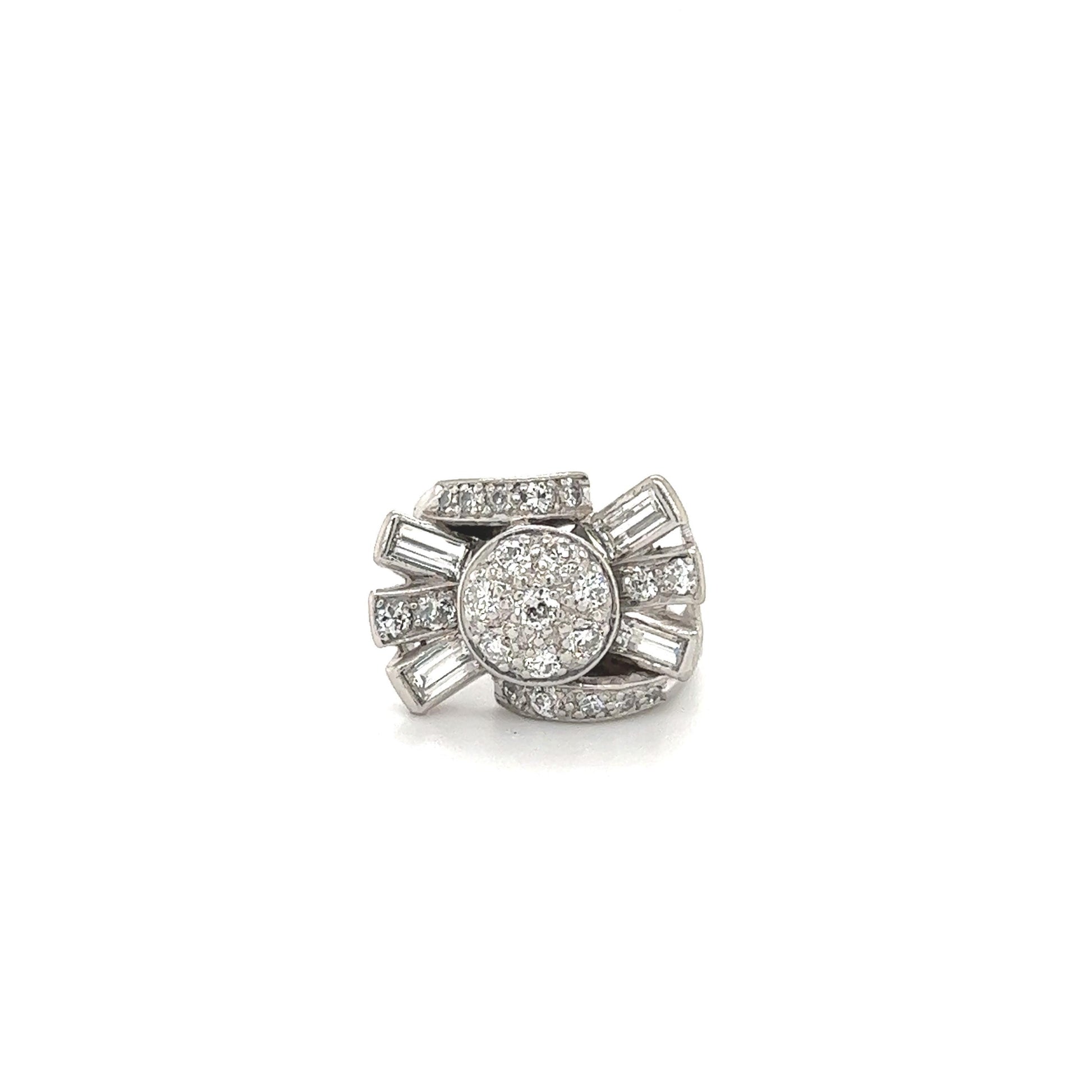 Art Deco Platinum & Diamond Spray Design Cocktail Ring