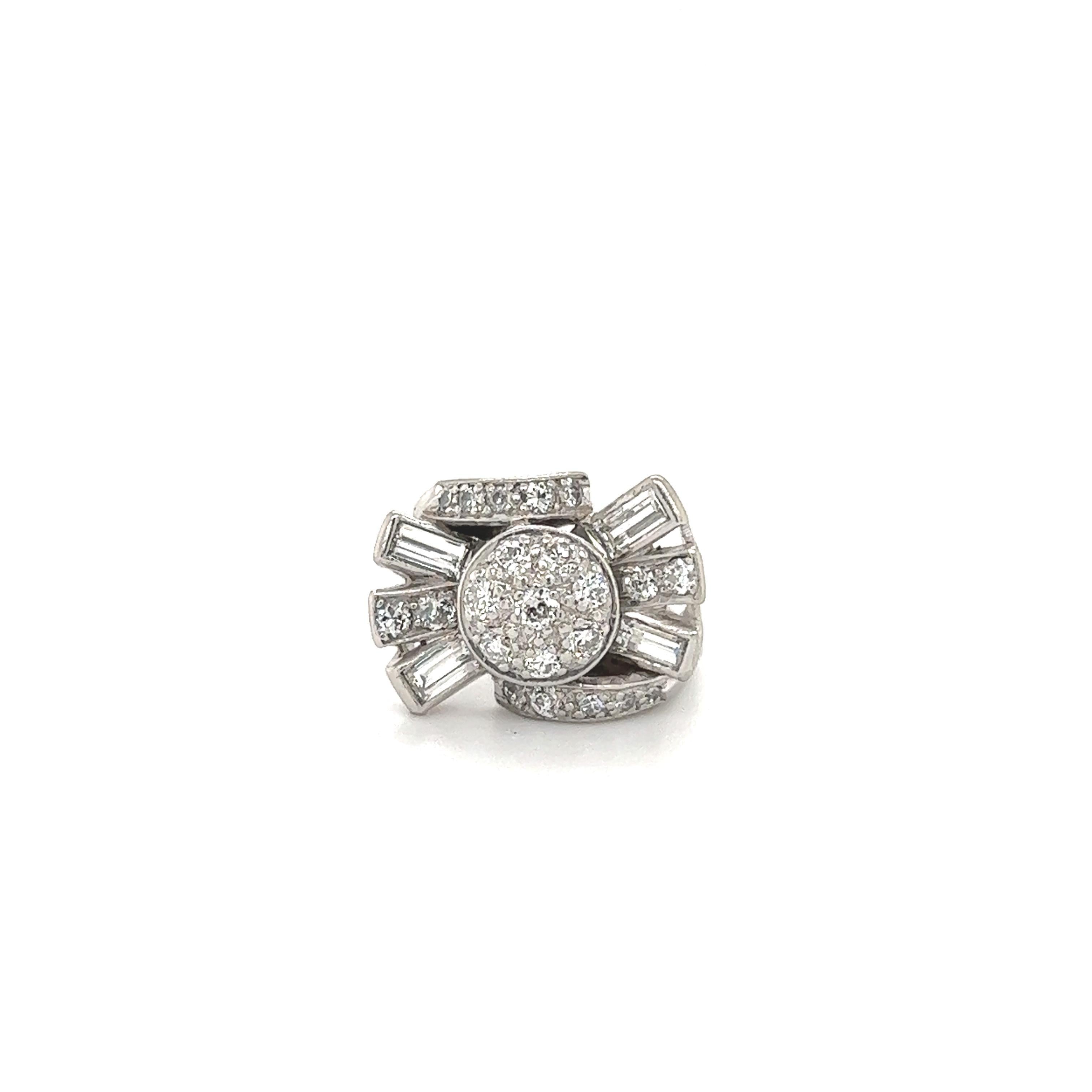 Art Deco Platinum & Diamond Spray Design Cocktail Ring