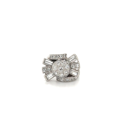 Art Deco Platinum & Diamond Spray Design Cocktail Ring