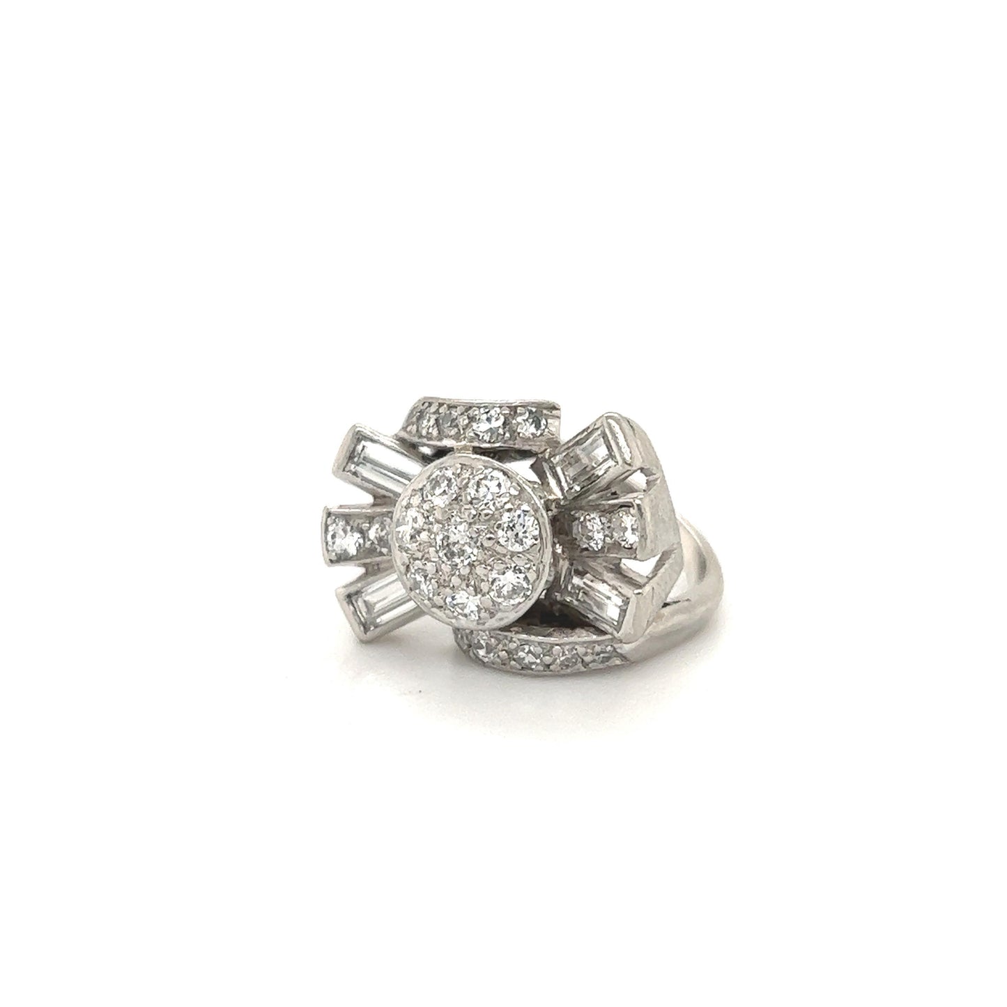 Art Deco Platinum & Diamond Spray Design Cocktail Ring