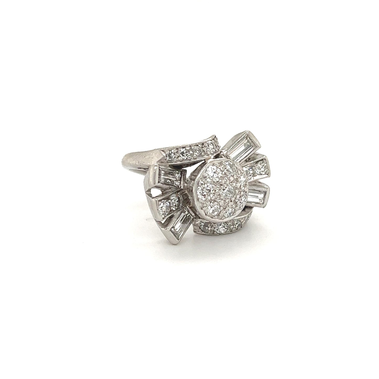 Art Deco Platinum & Diamond Spray Design Cocktail Ring